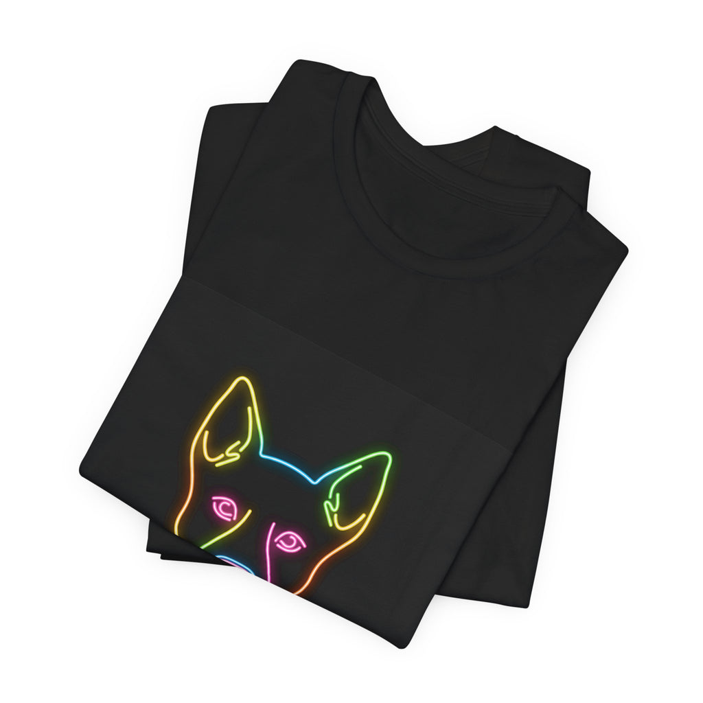 Neon Dog Face Tee — "Woof" Graphic T-Shirt