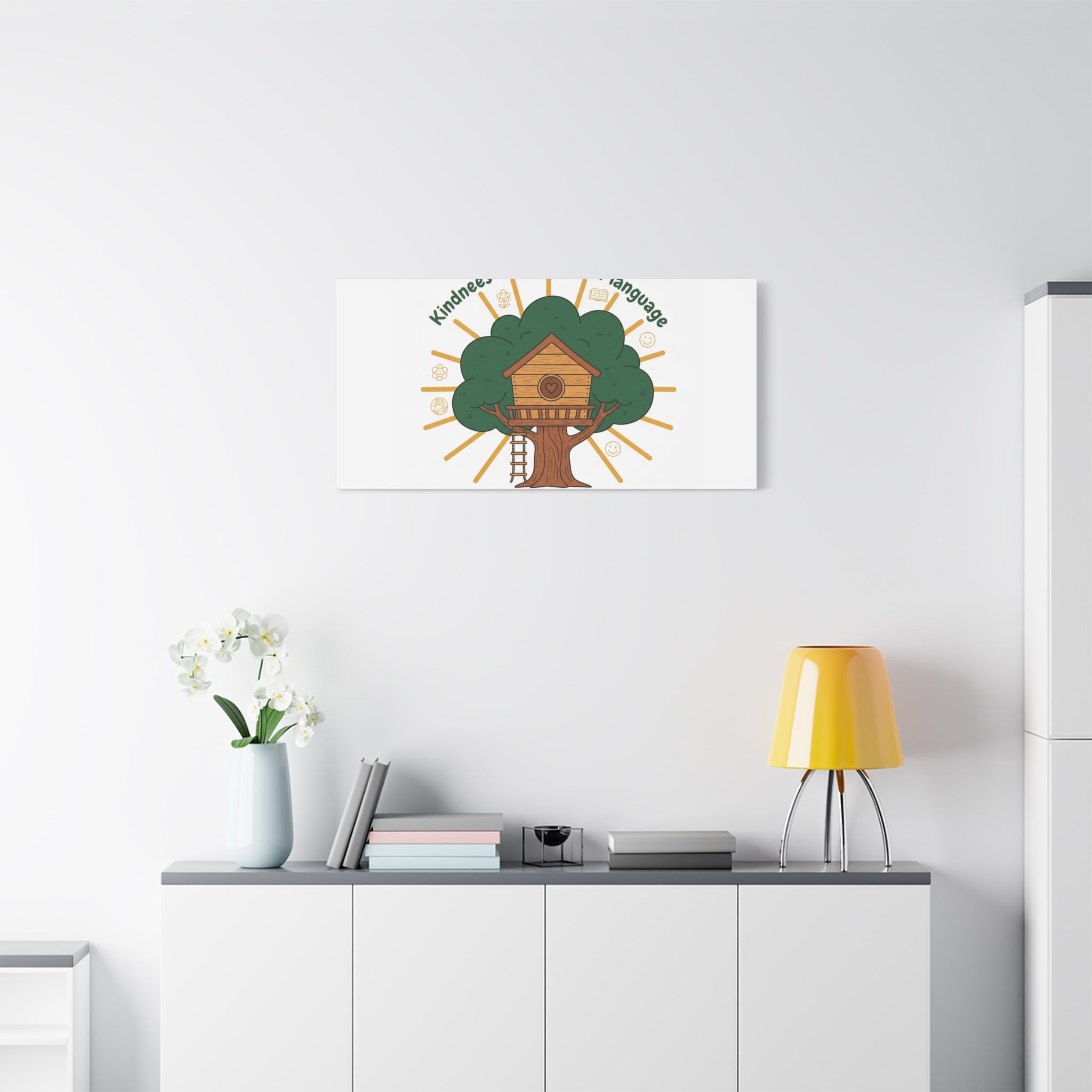 Kindness Is a Universal Language Canvas | Eco Humor, Treehouse Art
