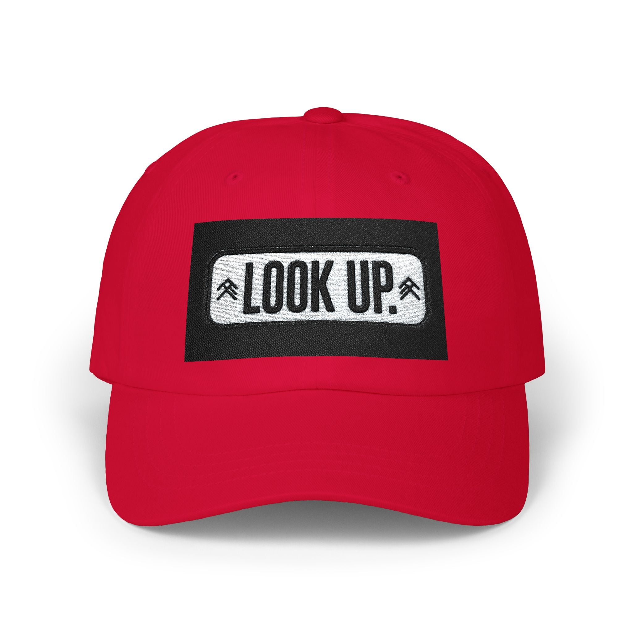 Look Up Embroidered Dad Cap — Minimalist White Baseball Hat
