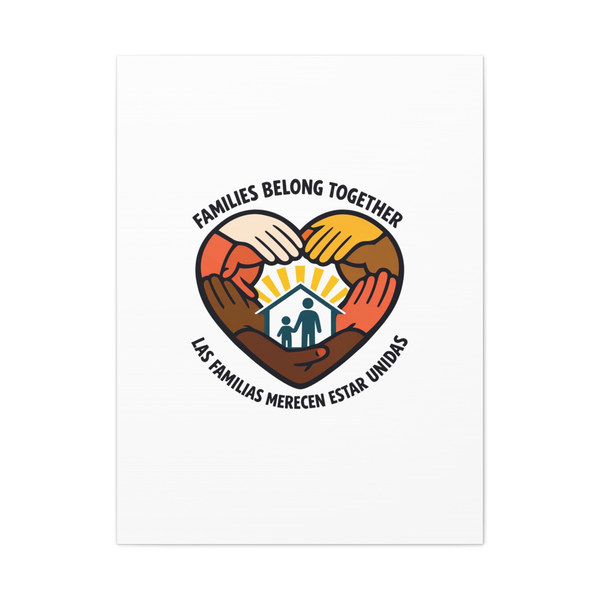 Families Belong Together Canvas, family unity solidarity, bilingual inclusive decor