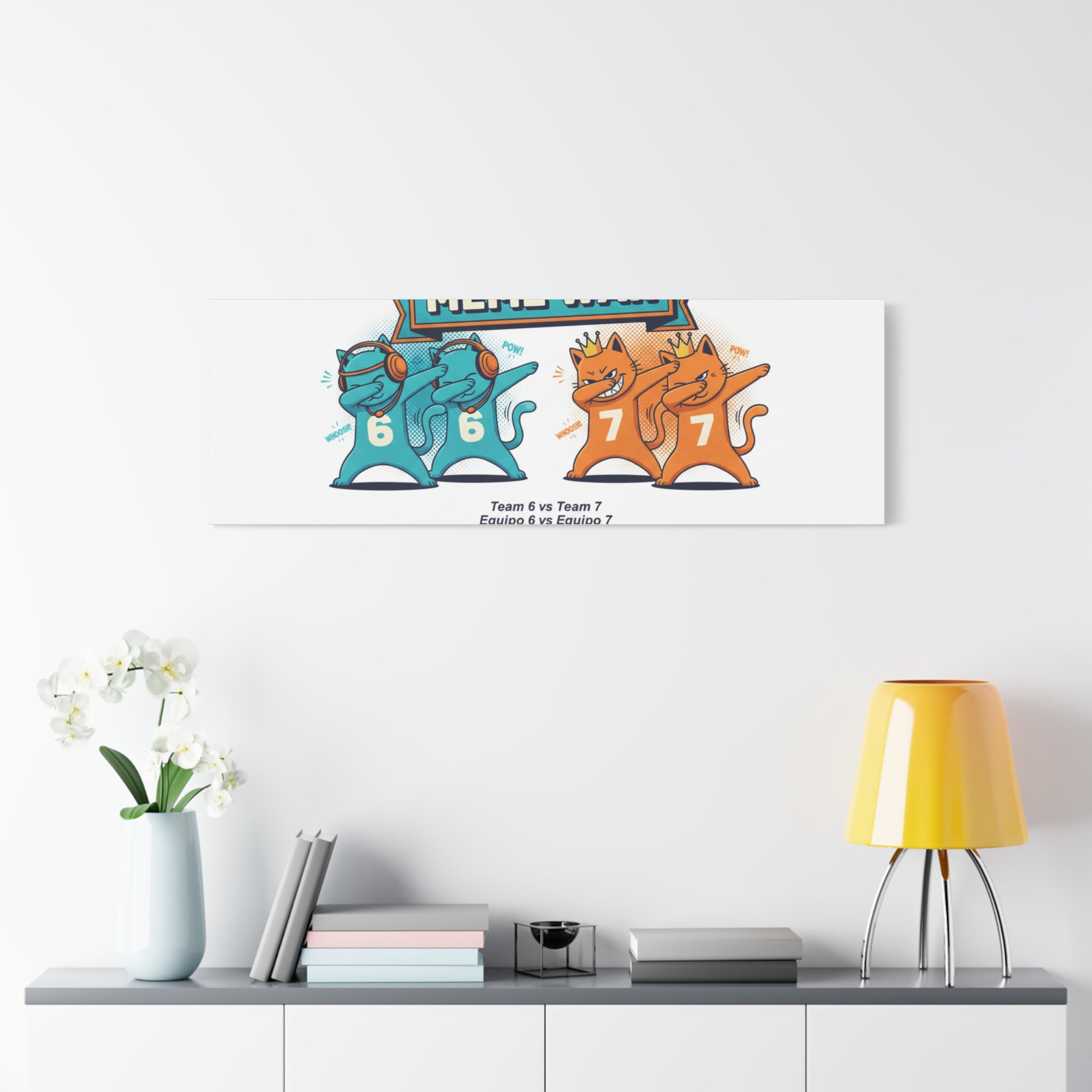 Meme War: Six vs. Seven Canvas Wall Art