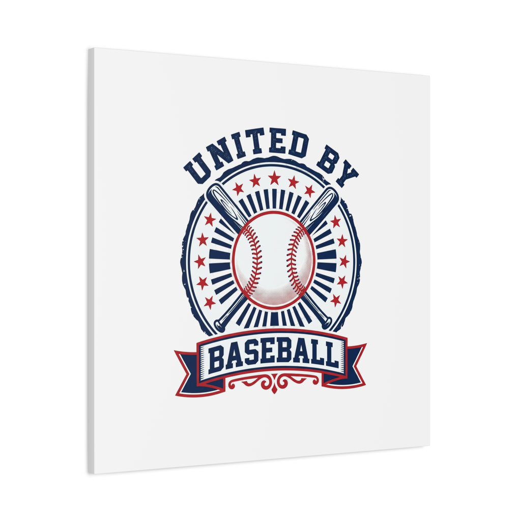 United by Baseball Canvas | Patriotic Baseball Graphic, Red White Blue Wall Art