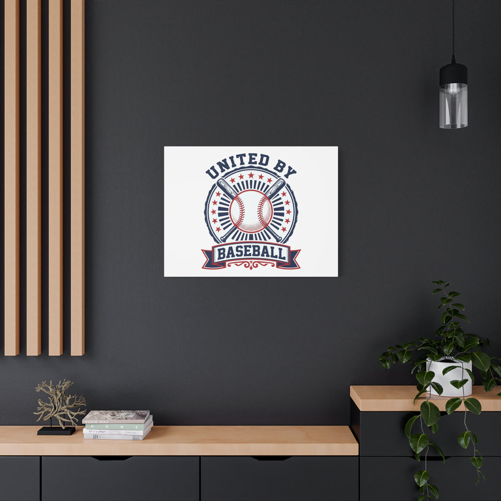 United by Baseball Canvas | Patriotic Baseball Graphic, Red White Blue Wall Art