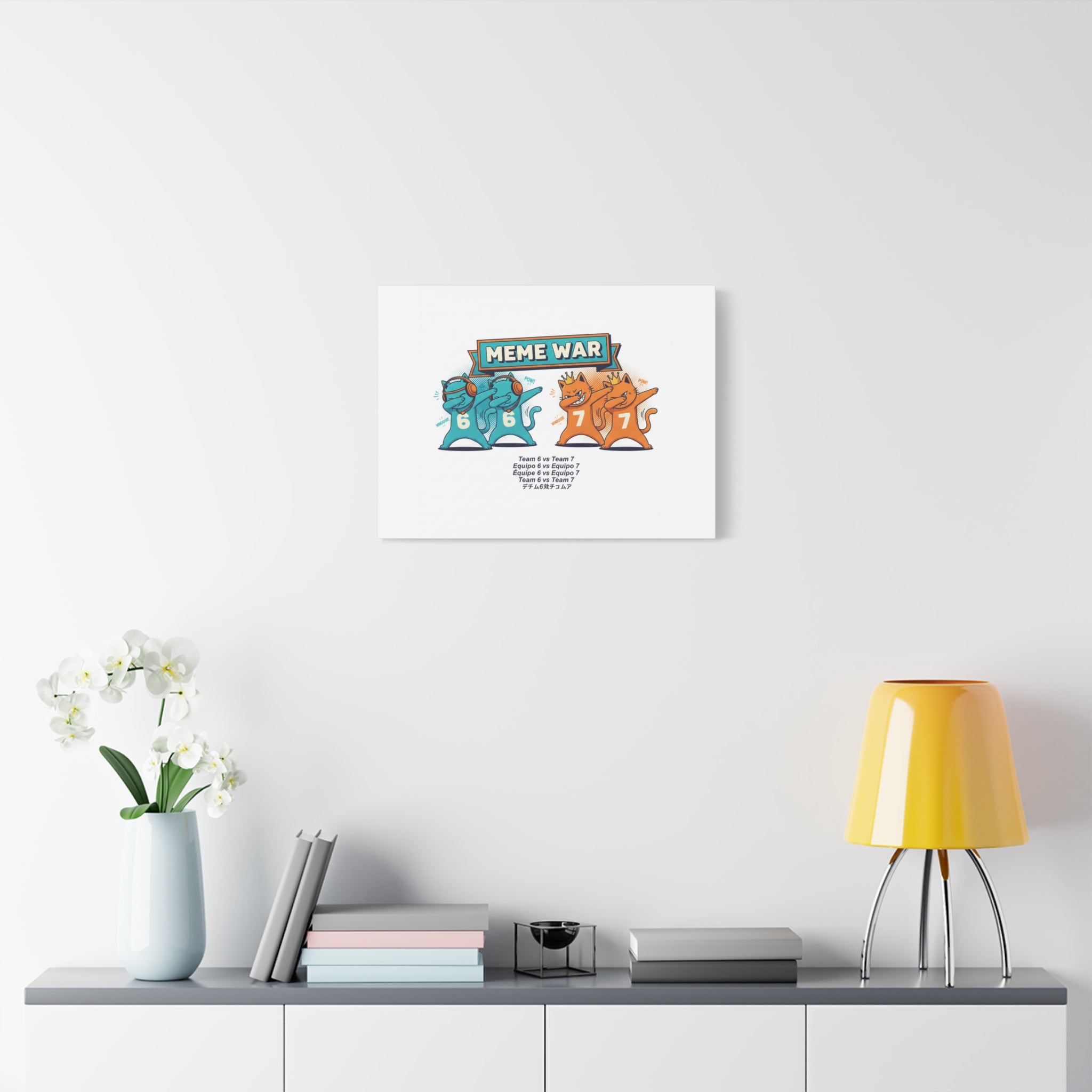 Meme War: Six vs. Seven Canvas Wall Art