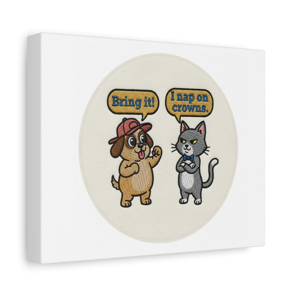 Funny Cat vs Dog Canvas | Pet Rivalry Wall Art