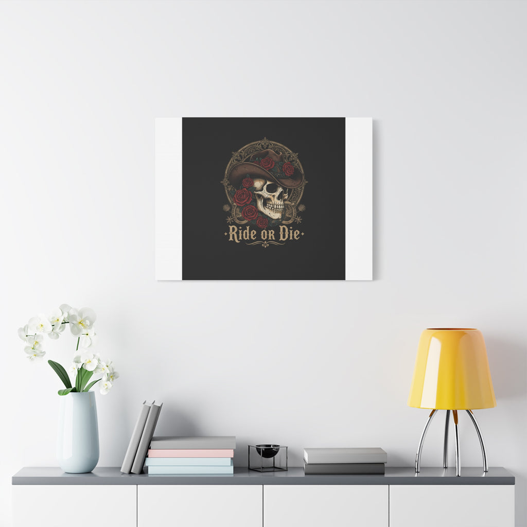 Ride or Die Skull Canvas | Western Skull Art, Gothic Americana