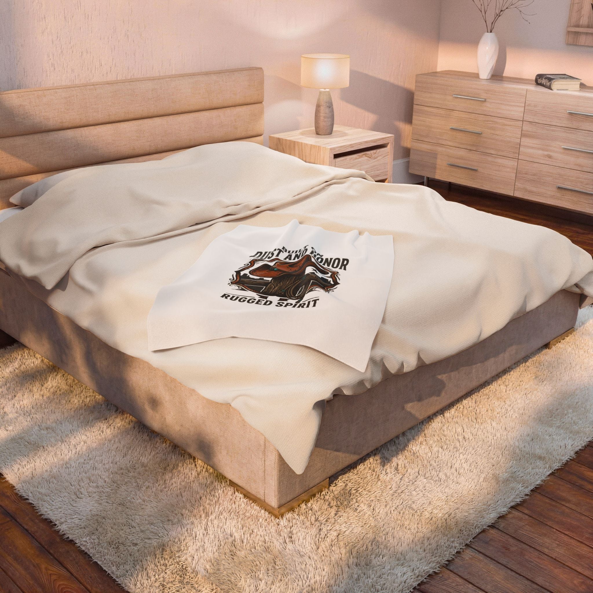 Built on Dust and Honor Velveteen Blanket | Western cowboy, rugged spirit, vintage Americana