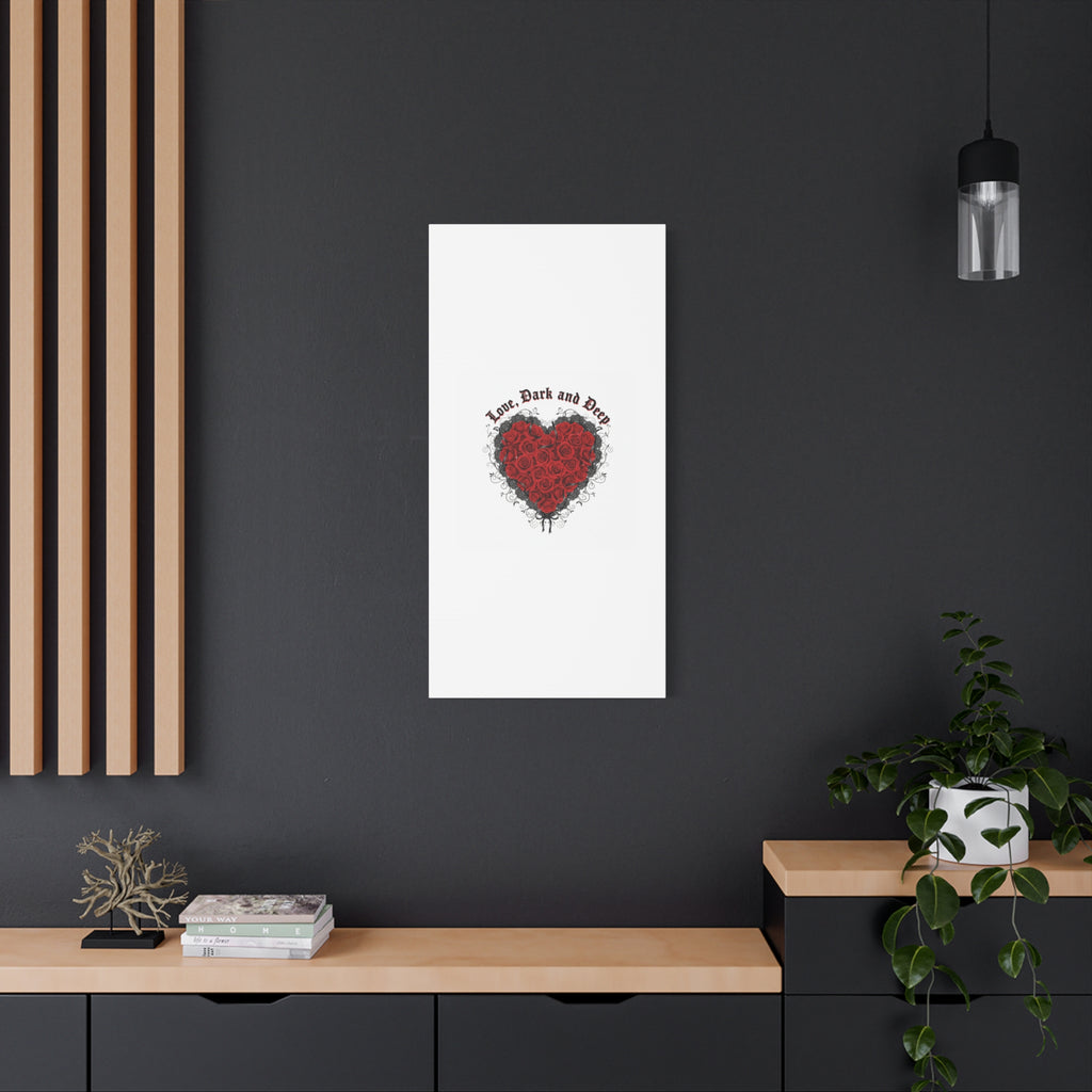 Love Dark and Deep Heart Canvas, Nu Romantic Gothic Romance, 80s Nostalgia