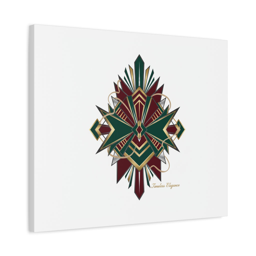 Art Deco geometric brass print Canvas | Neo-Deco chrome & gold fan motif