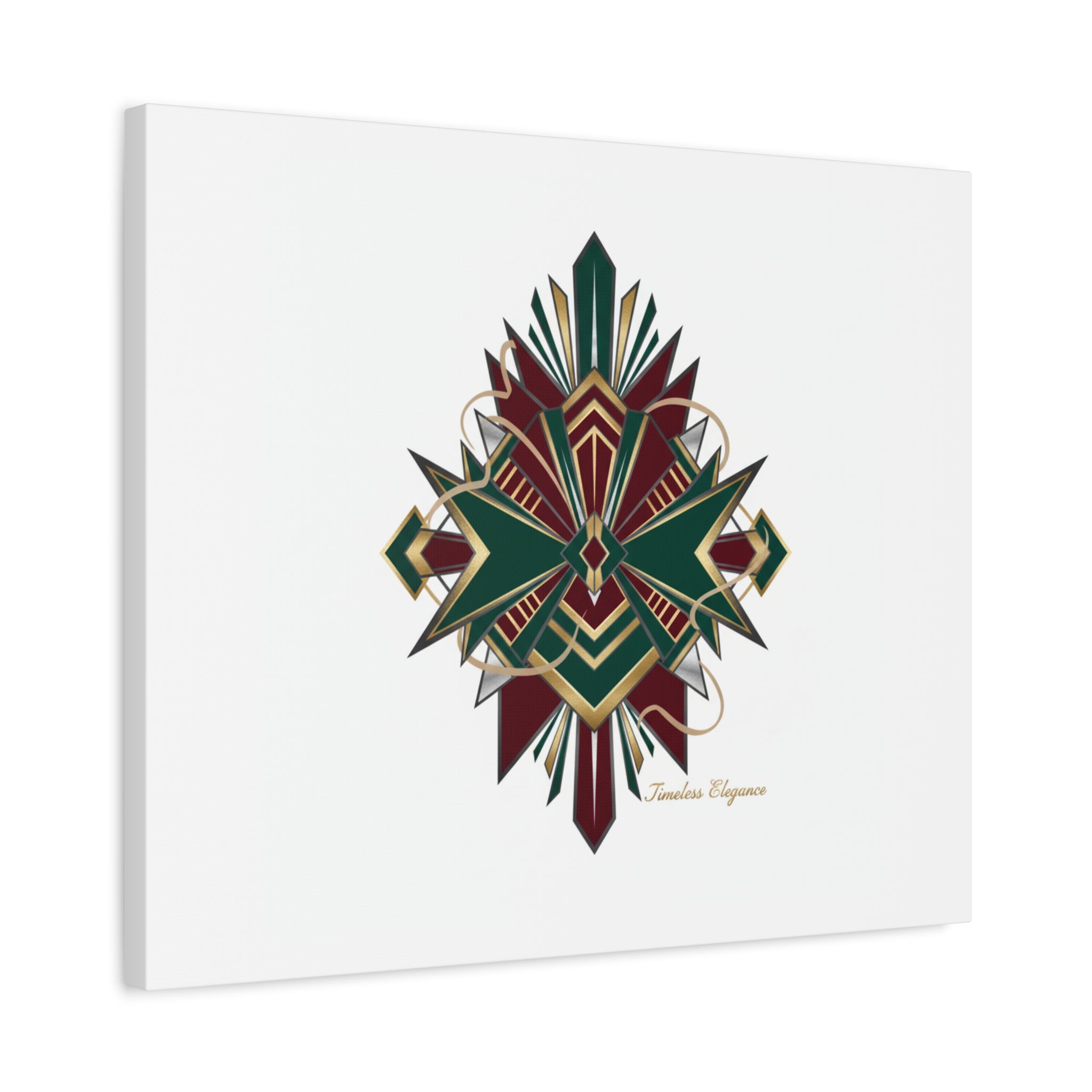 Art Deco geometric brass print Canvas | Neo-Deco chrome & gold fan motif