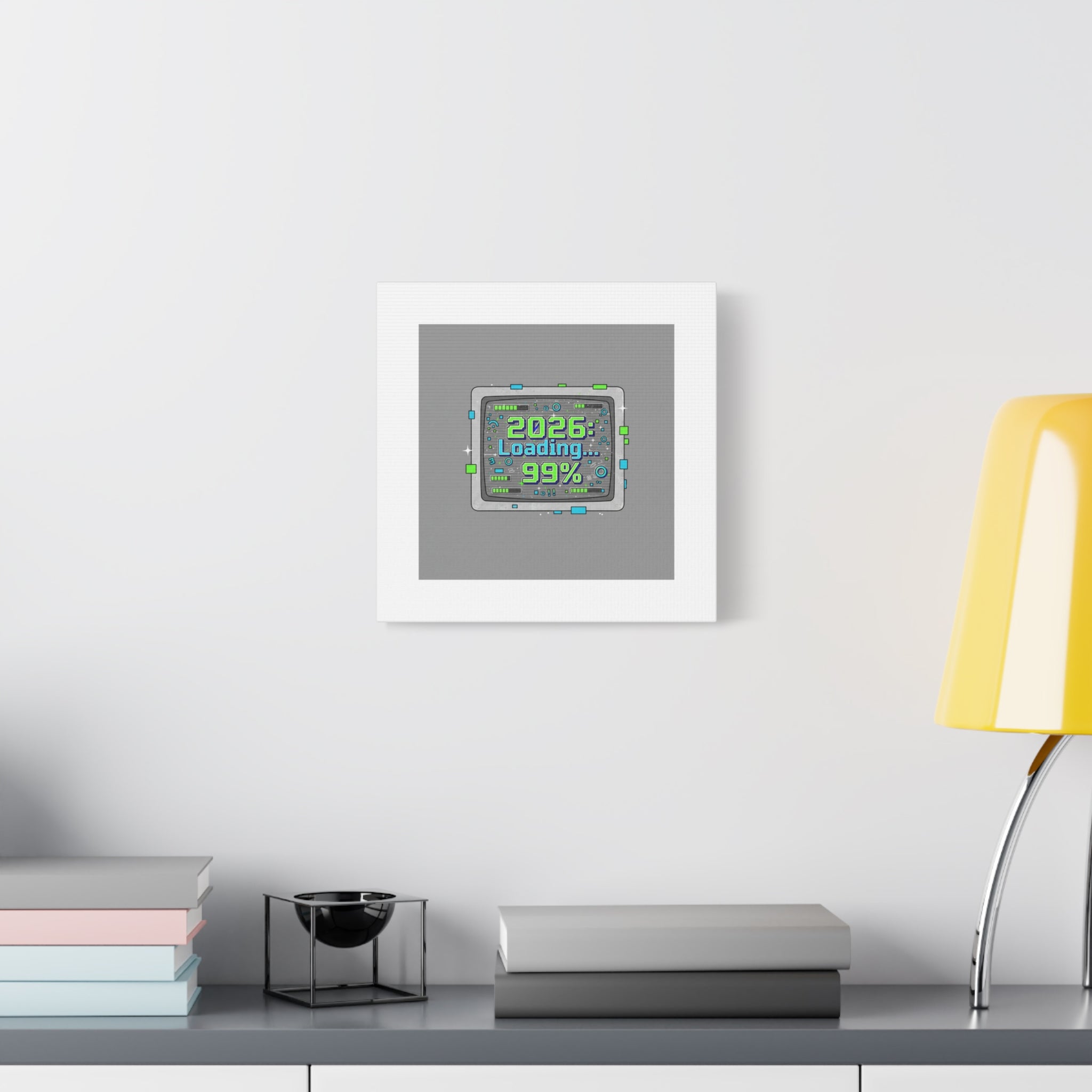 2026 Loading 99% Canvas | NYE countdown, retro system interface