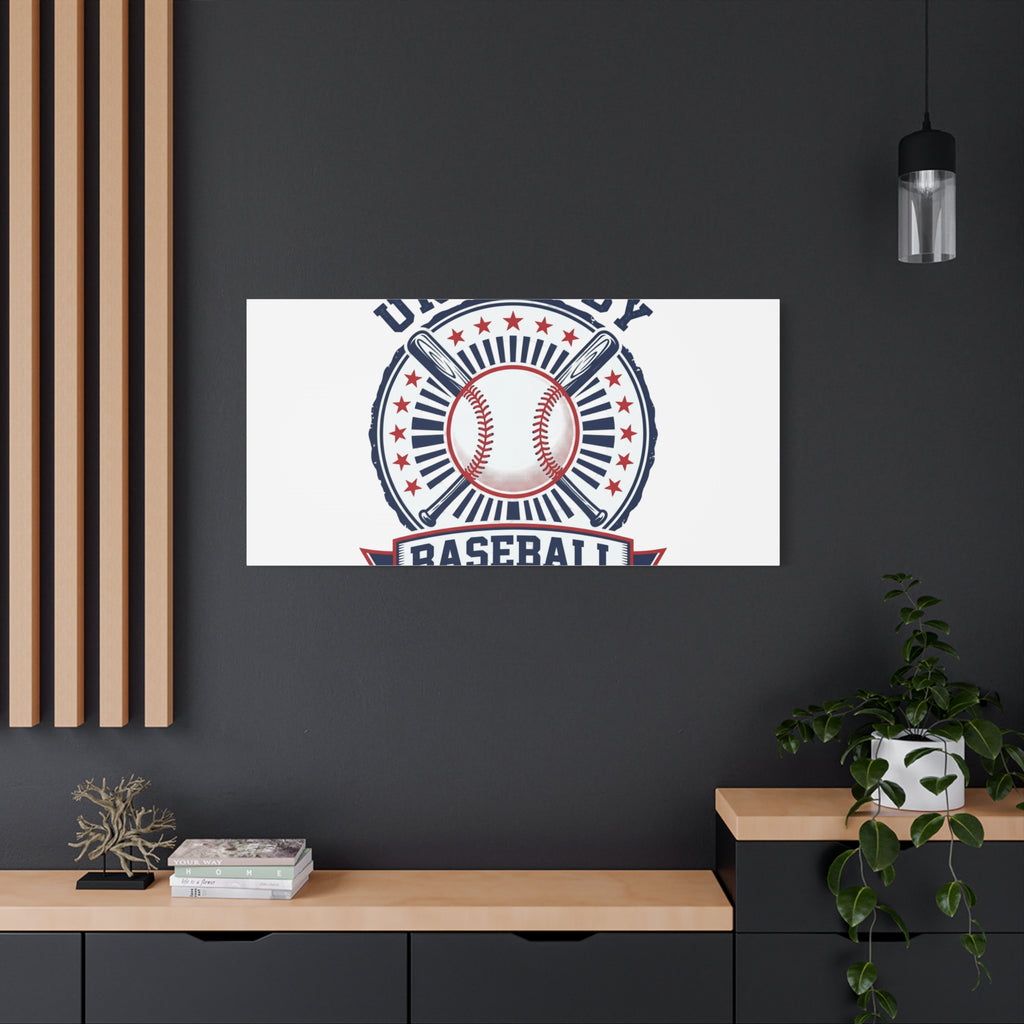 United by Baseball Canvas | Patriotic Baseball Graphic, Red White Blue Wall Art
