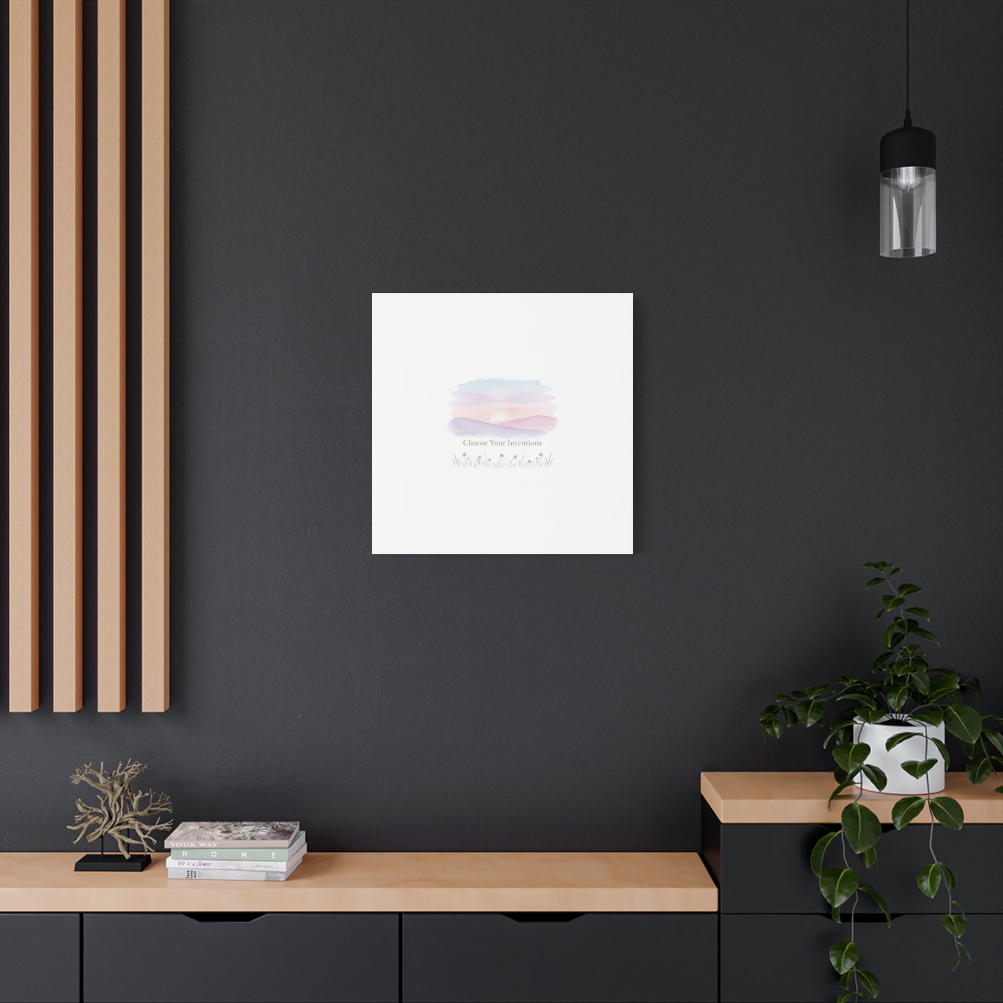 Choose Your Intentions Canvas, soft wellness poster, pastel gradient mindfulness art