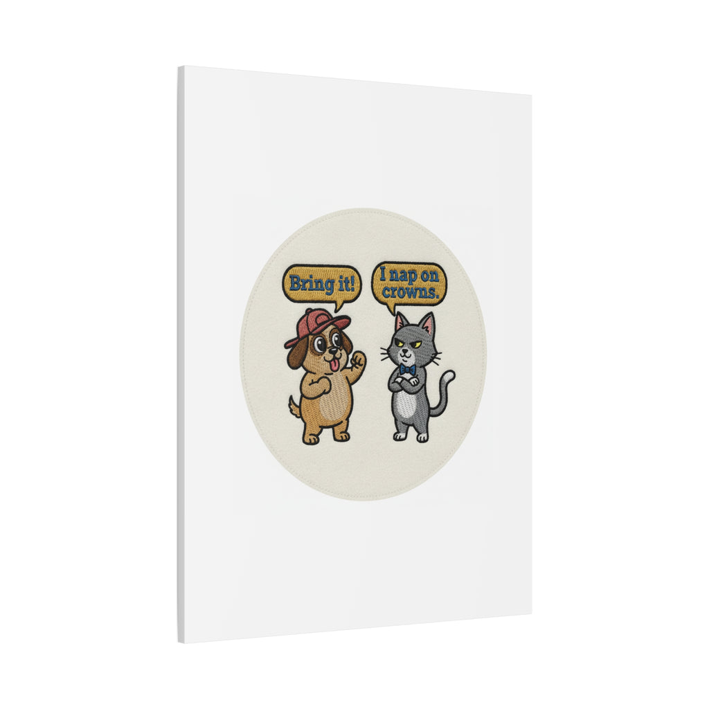 Funny Cat vs Dog Canvas | Pet Rivalry Wall Art