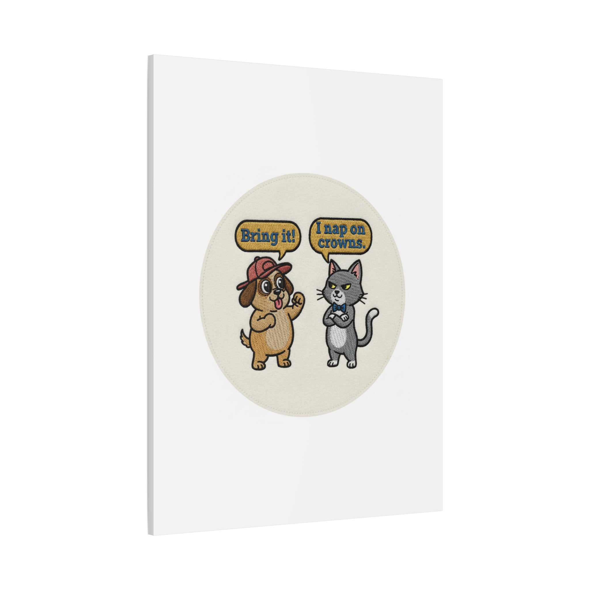 Funny Cat vs Dog Canvas | Pet Rivalry Wall Art