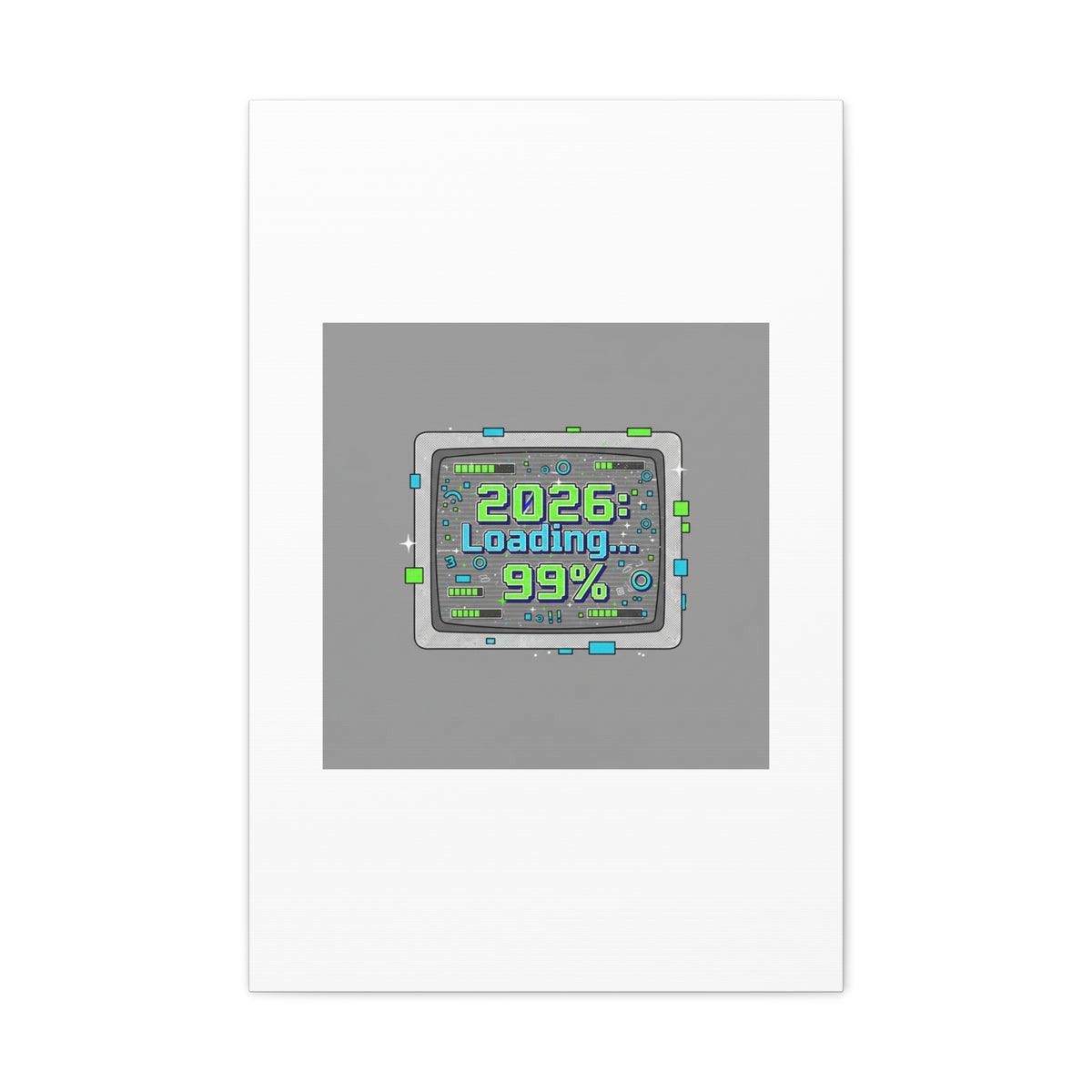 2026 Loading 99% Canvas | NYE countdown, retro system interface