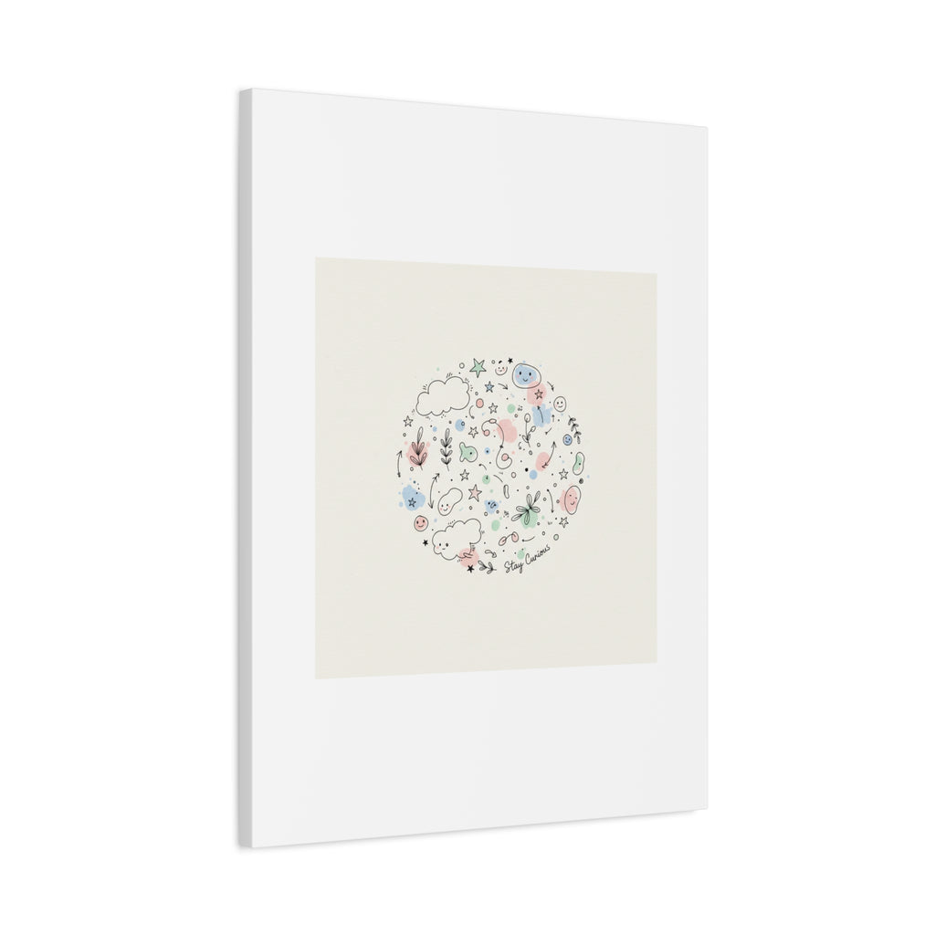 Doodle Circle Line Drawing Matte Canvas, Hand-Drawn Sketch Art