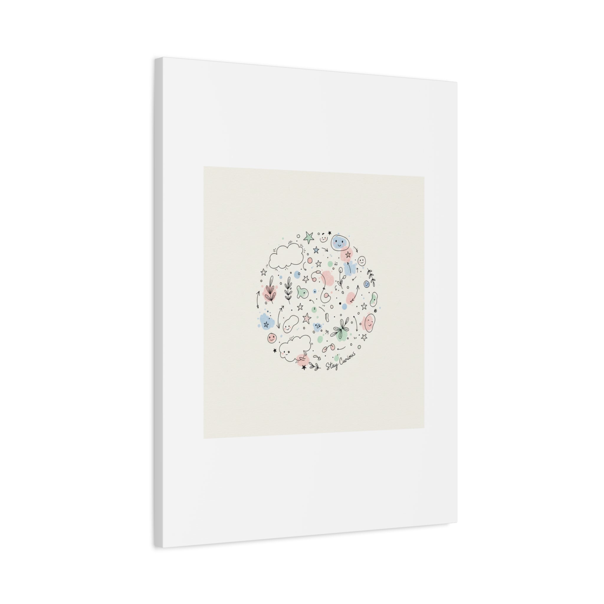 Doodle Circle Line Drawing Matte Canvas, Hand-Drawn Sketch Art