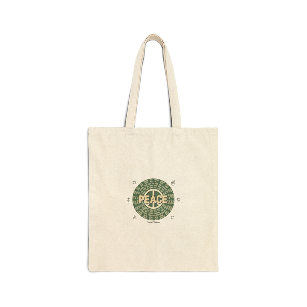 Handwritten 'Peace' Doodle Tote | Sketch Aesthetic Cotton Canvas Tote