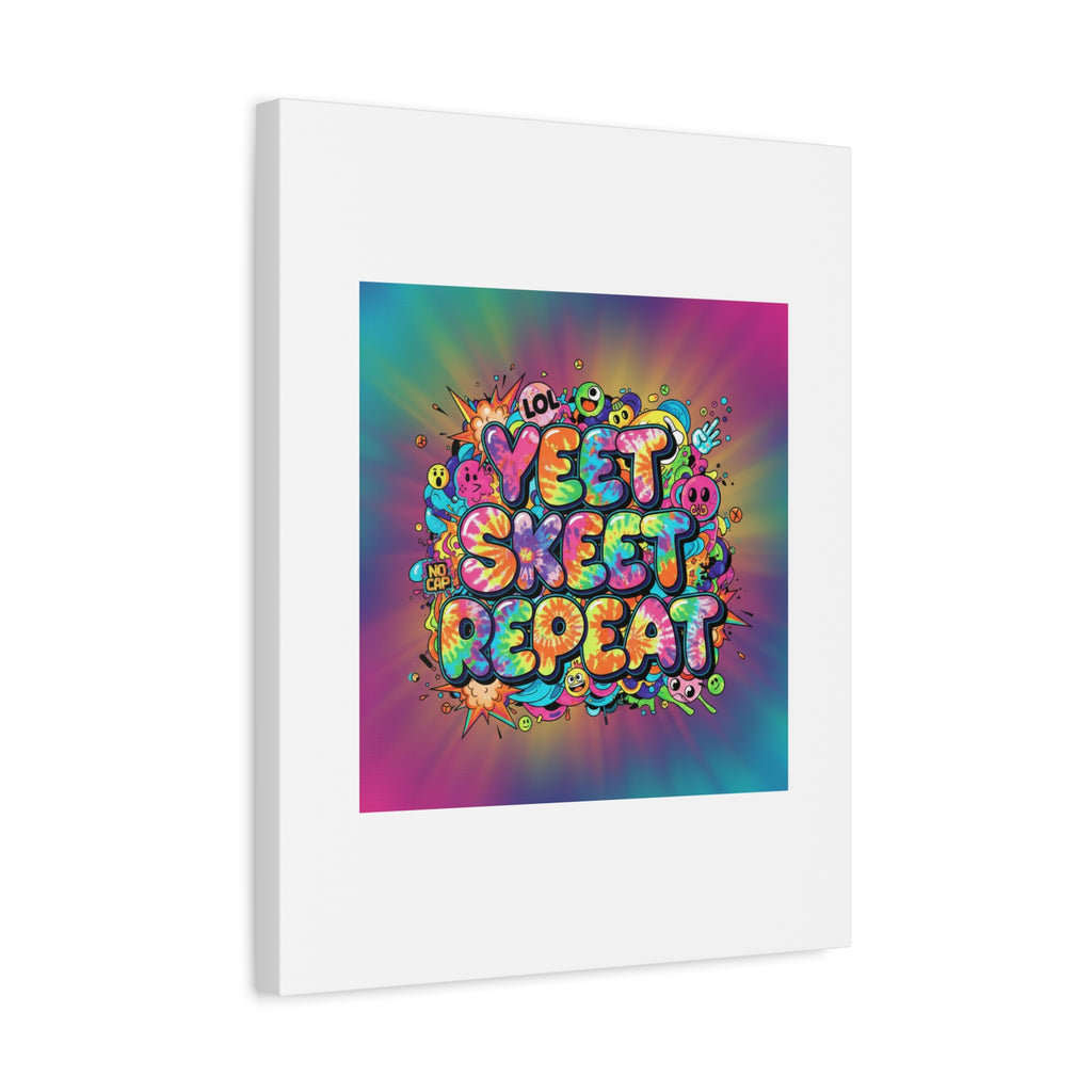 Yeet Skeet Repeat Canvas | Slogan & Glitch Graphic, Meme Phrase Wall Art