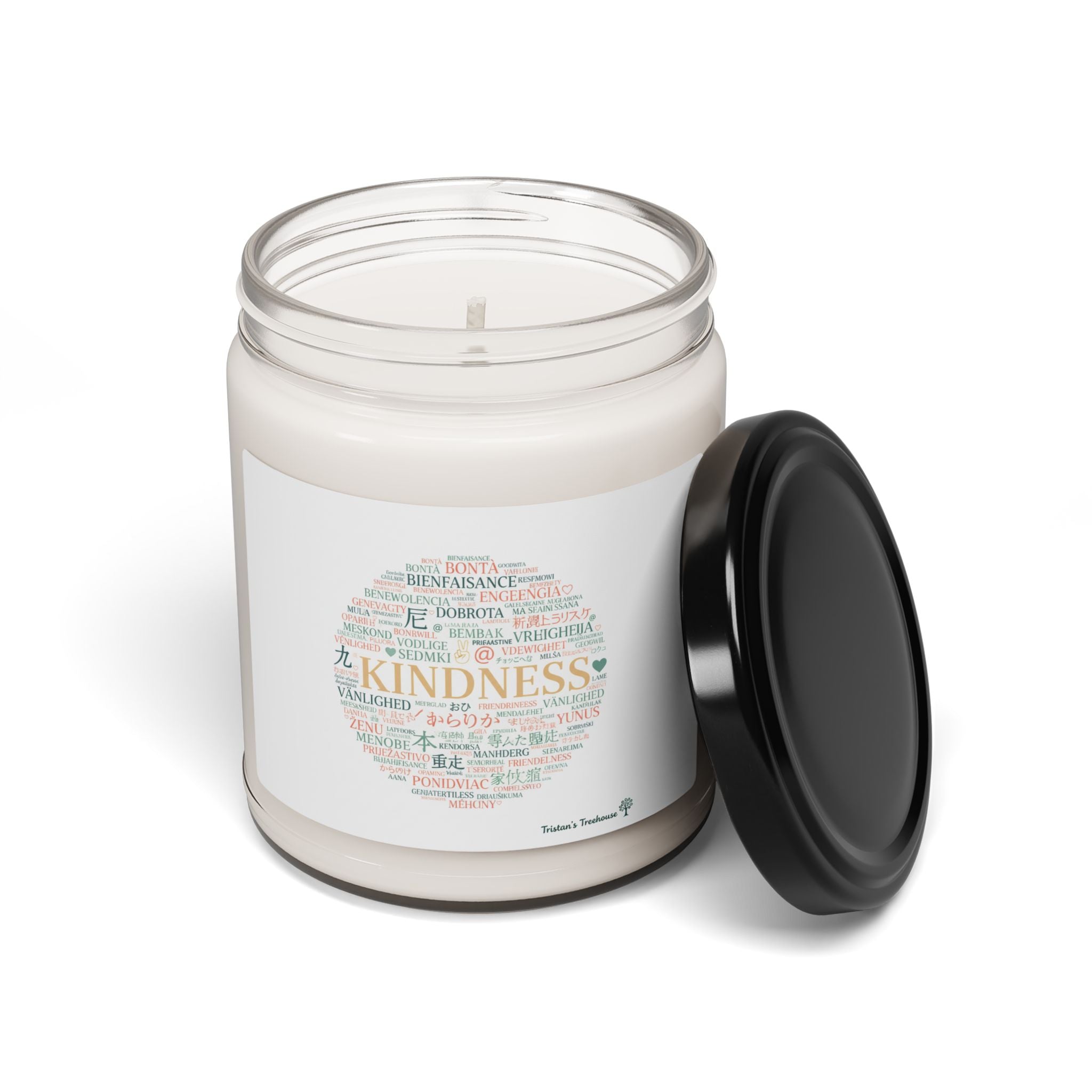 Kindness Word Circle Candle, Soy Scented Jar | Fresh Start Minimalism