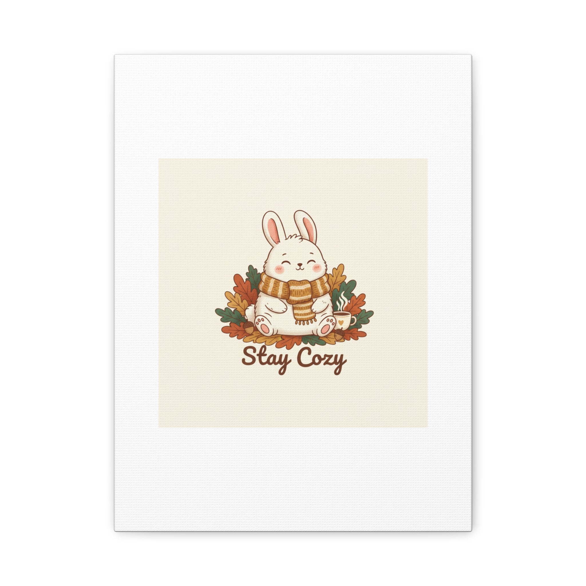 Cozy Bunny Illustration Canvas | Cute Critter Winter Forest Art