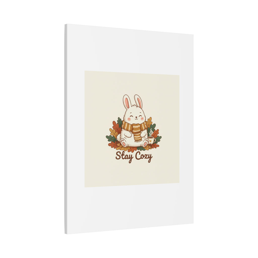 Cozy Bunny Illustration Canvas | Cute Critter Winter Forest Art