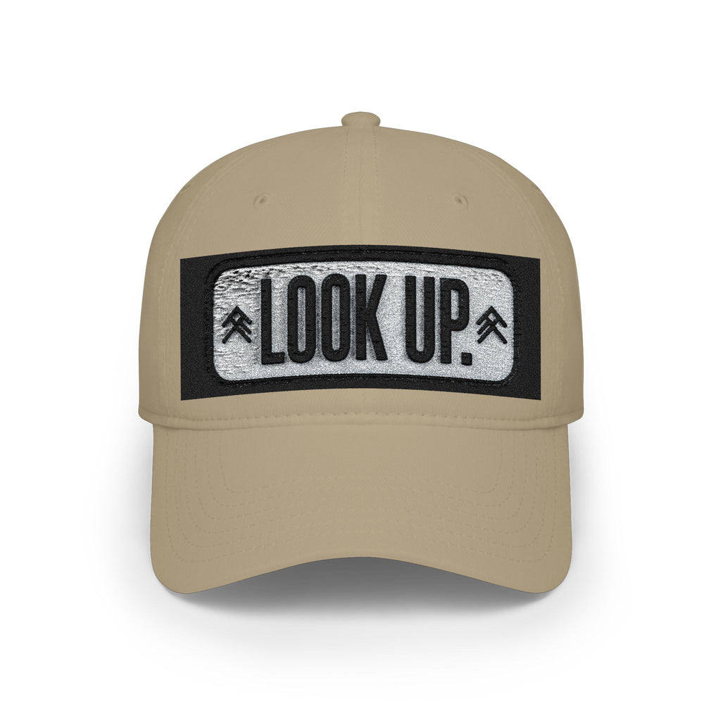 LOOK UP Patch Baseball Cap — Motivational Low-Profile Red Hat