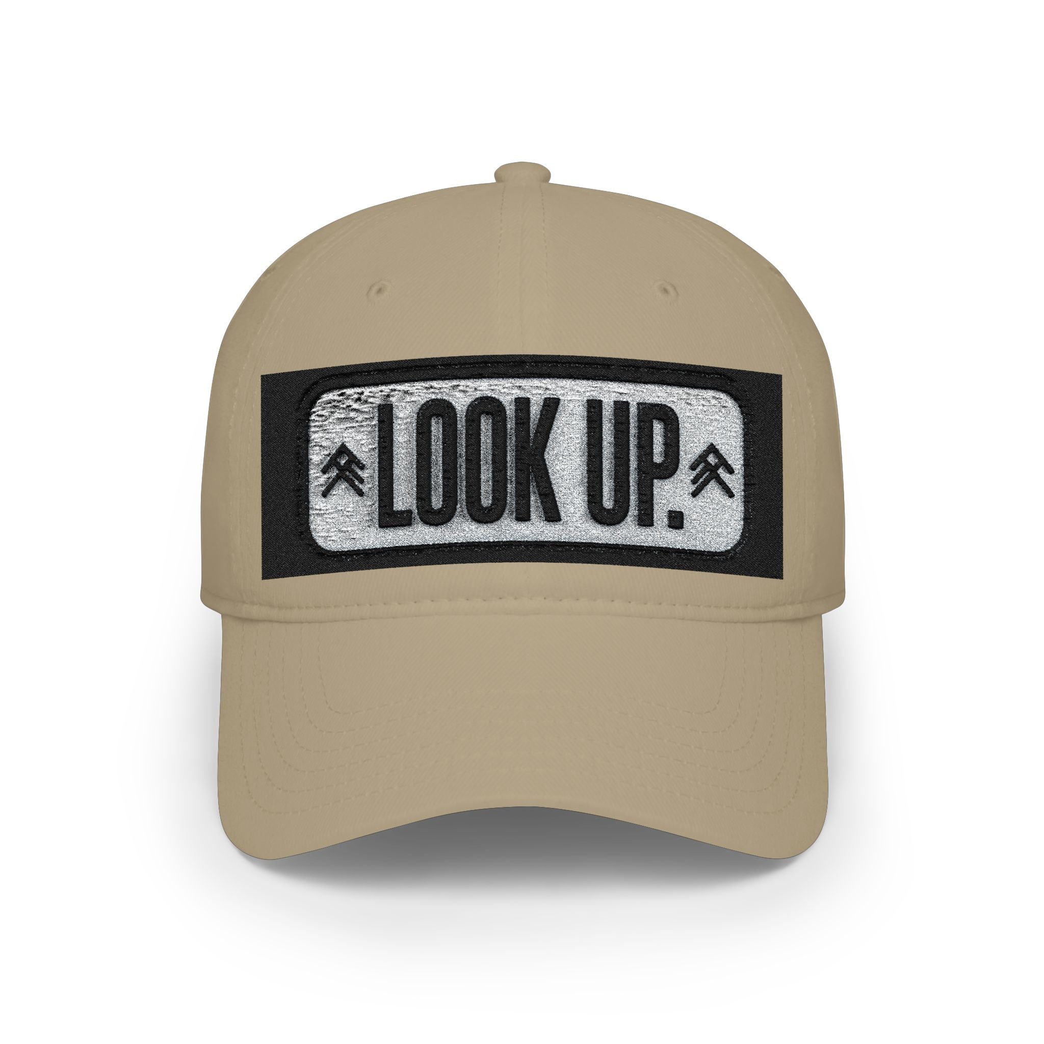 LOOK UP Patch Baseball Cap — Motivational Low-Profile Red Hat