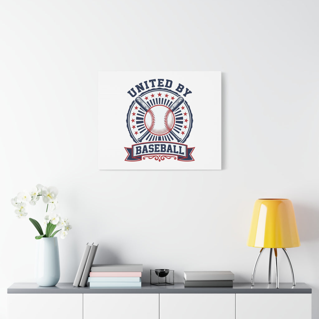 United by Baseball Canvas | Patriotic Baseball Graphic, Red White Blue Wall Art