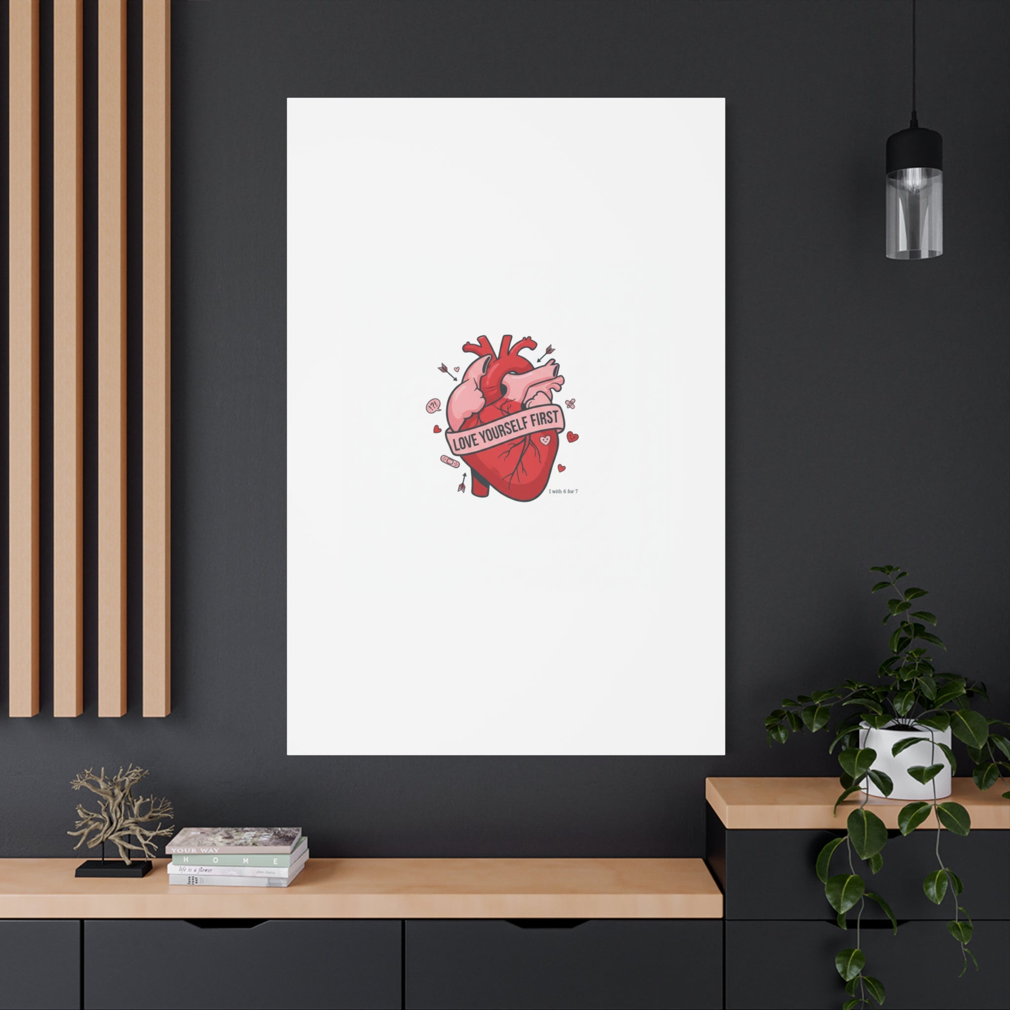 Love Yourself First Canvas, Hearts-with-a-Twist, Anti-Valentine Art