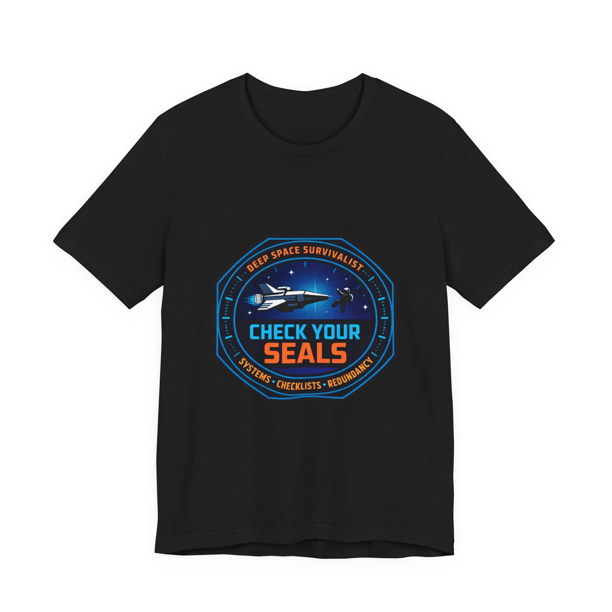 Check Your Seals Mission Patch T-Shirt | hard sci‑fi, space survival