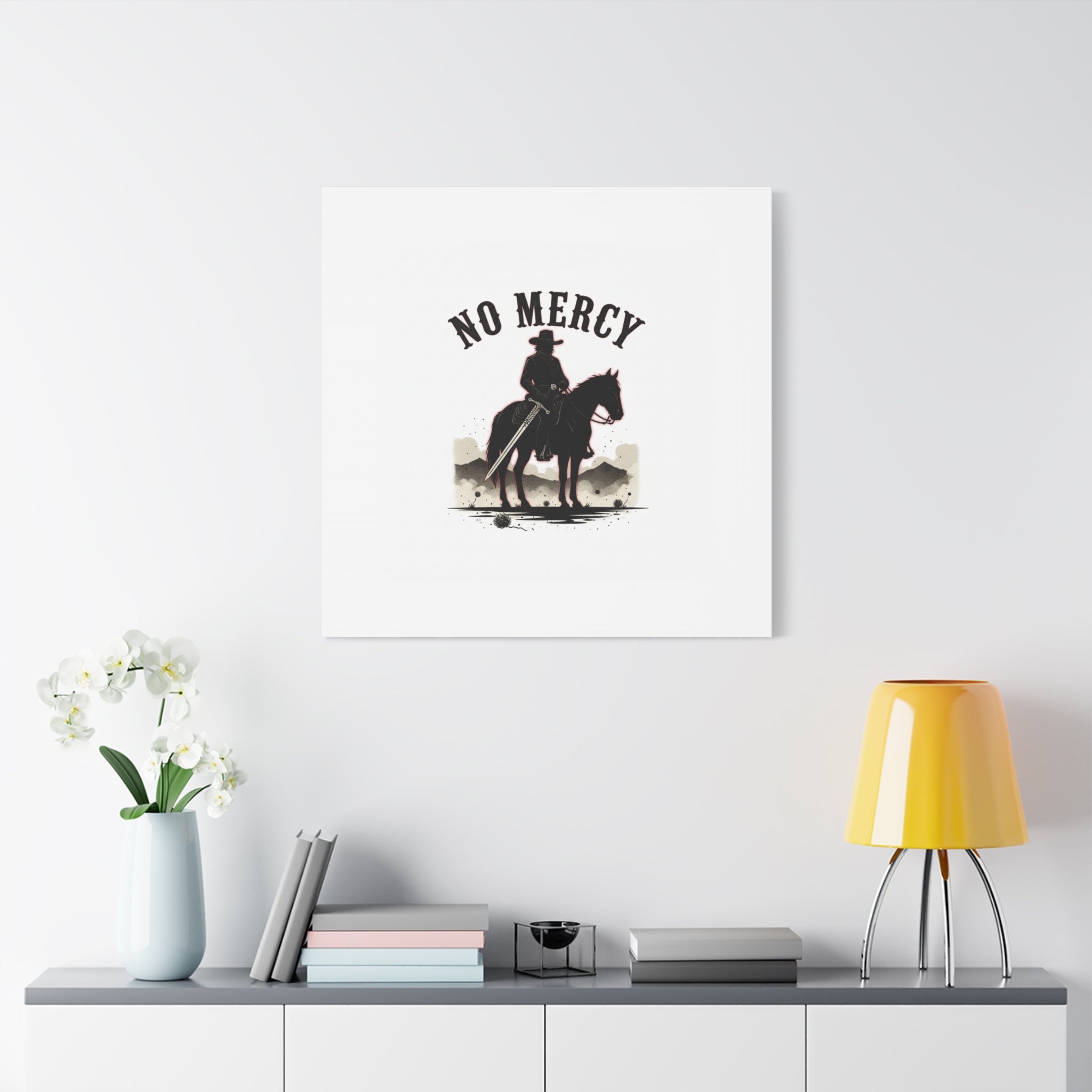 No Mercy Cowboy Skull Canvas | western skull art, gothic Americana