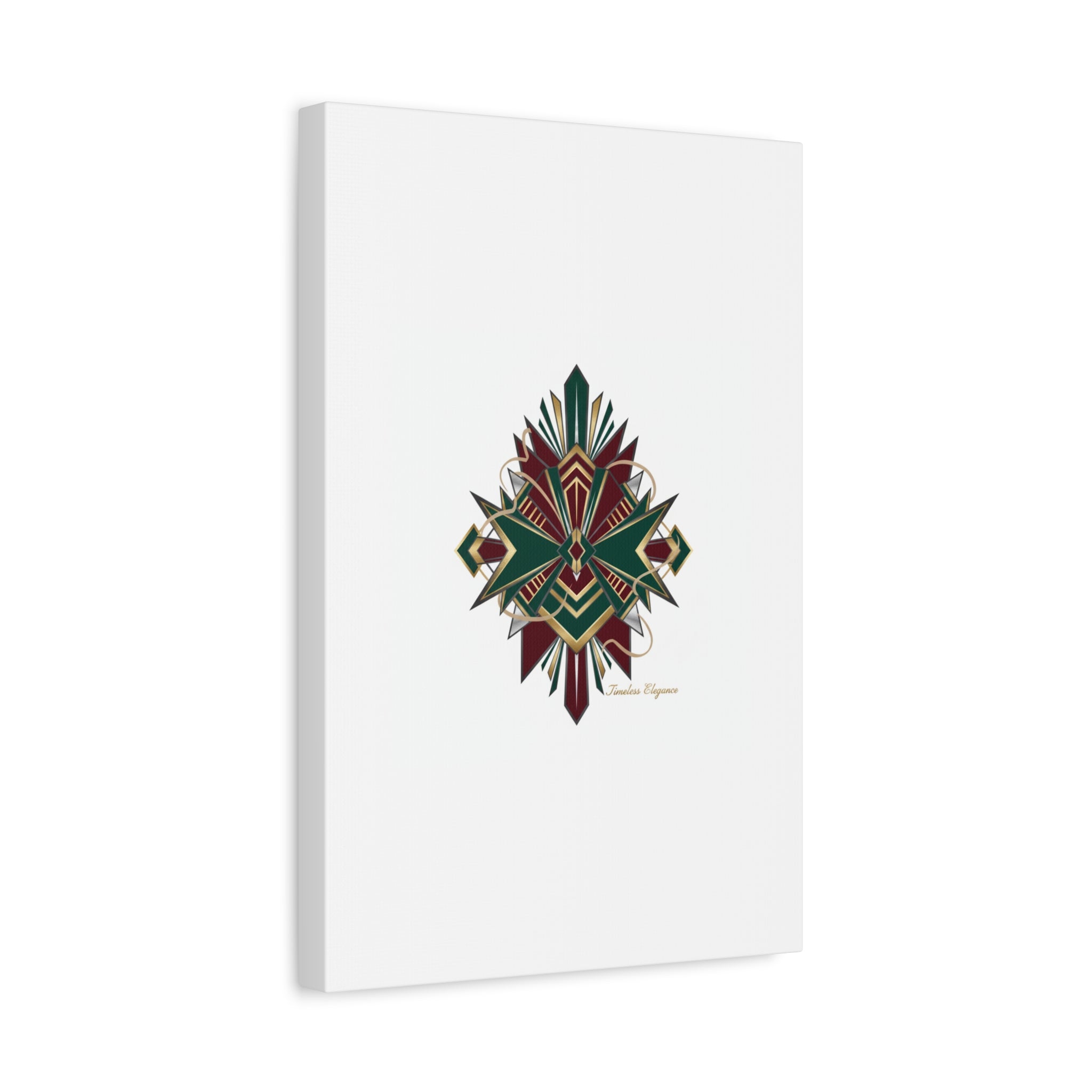 Art Deco geometric brass print Canvas | Neo-Deco chrome & gold fan motif