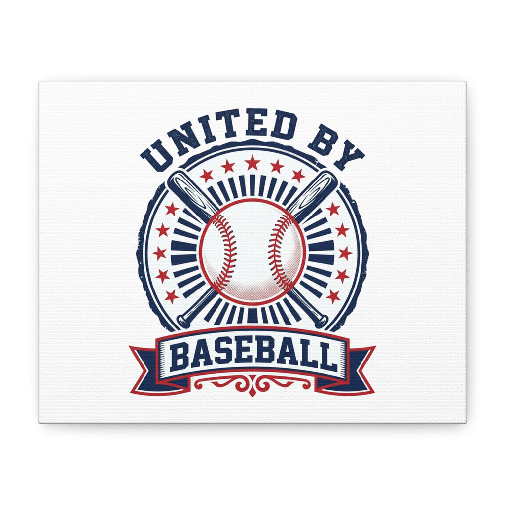 United by Baseball Canvas | Patriotic Baseball Graphic, Red White Blue Wall Art