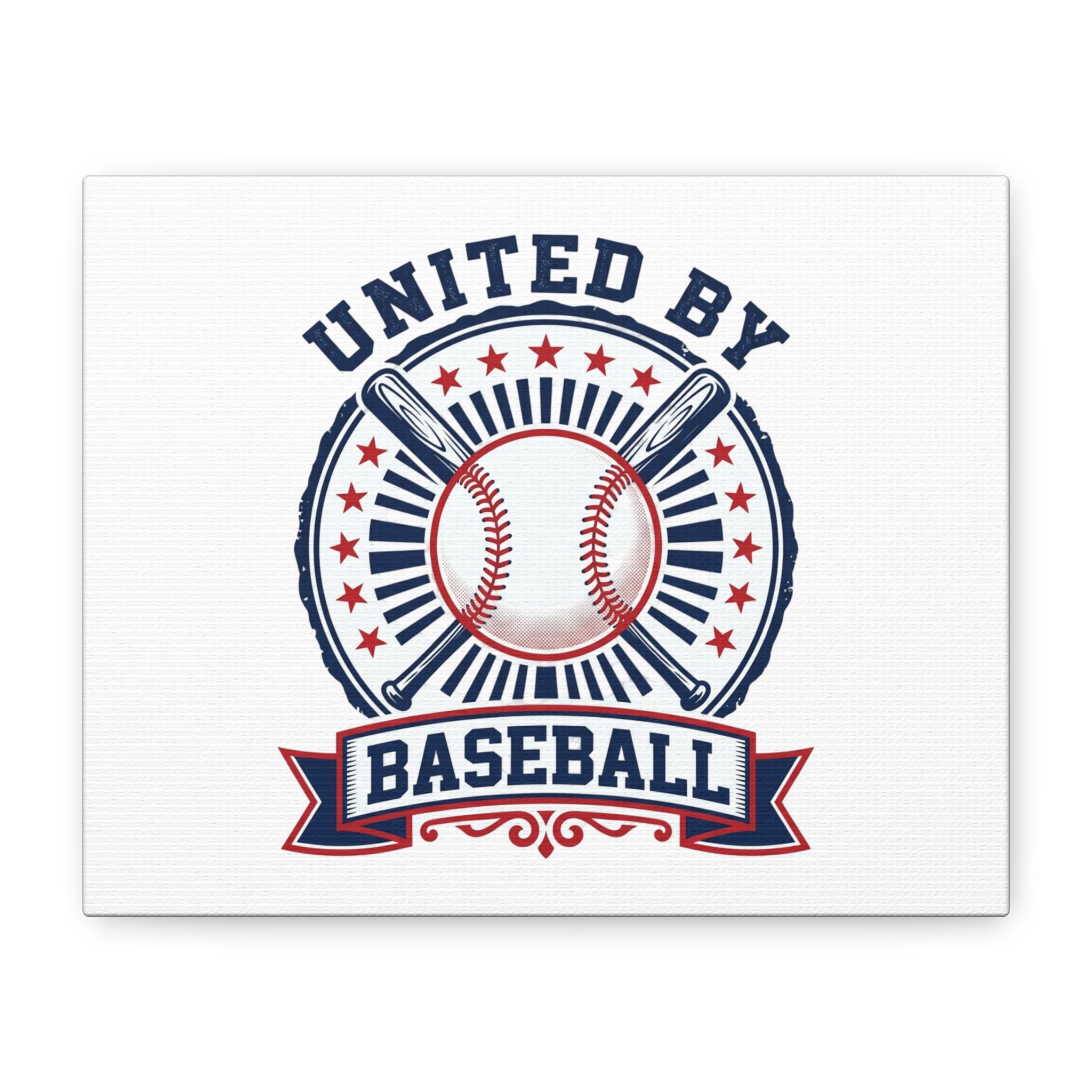 United by Baseball Canvas | Patriotic Baseball Graphic, Red White Blue Wall Art