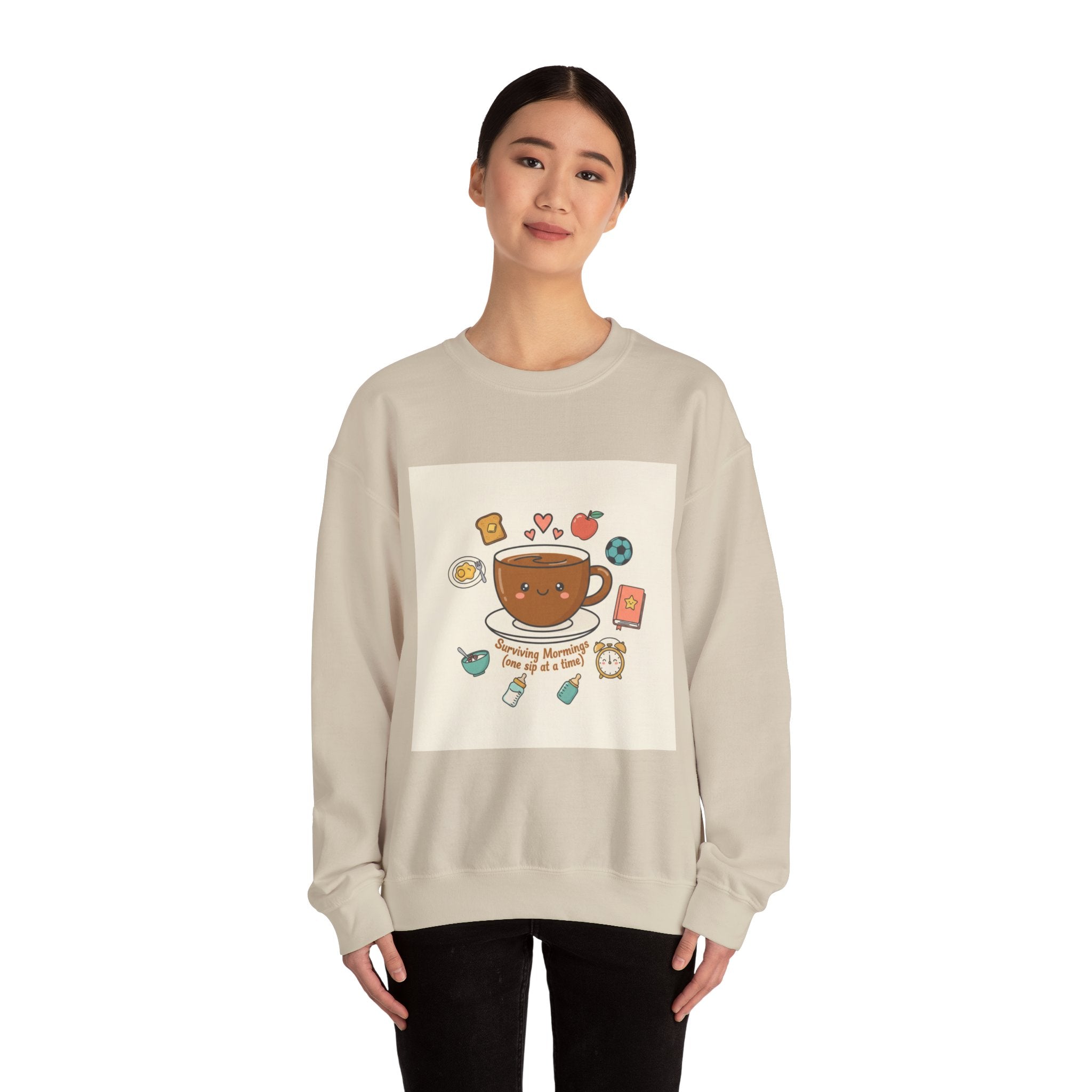 Morning Chaos Coffee Mom Sweatshirt | parenting morning humor, tired parent shirt