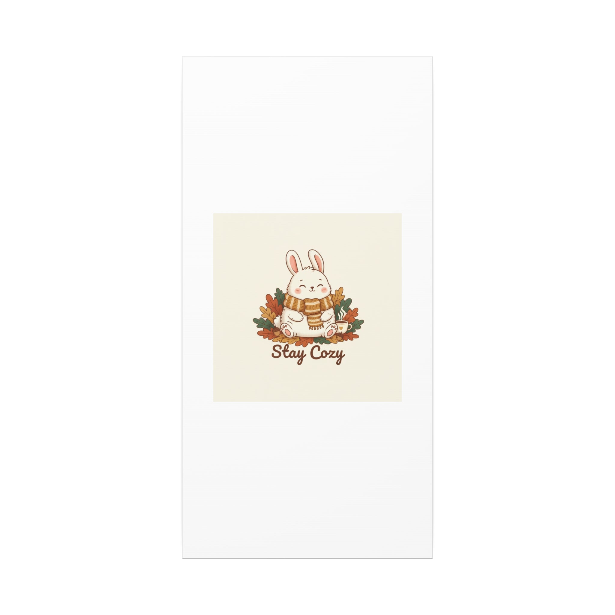 Cozy Bunny Illustration Canvas | Cute Critter Winter Forest Art