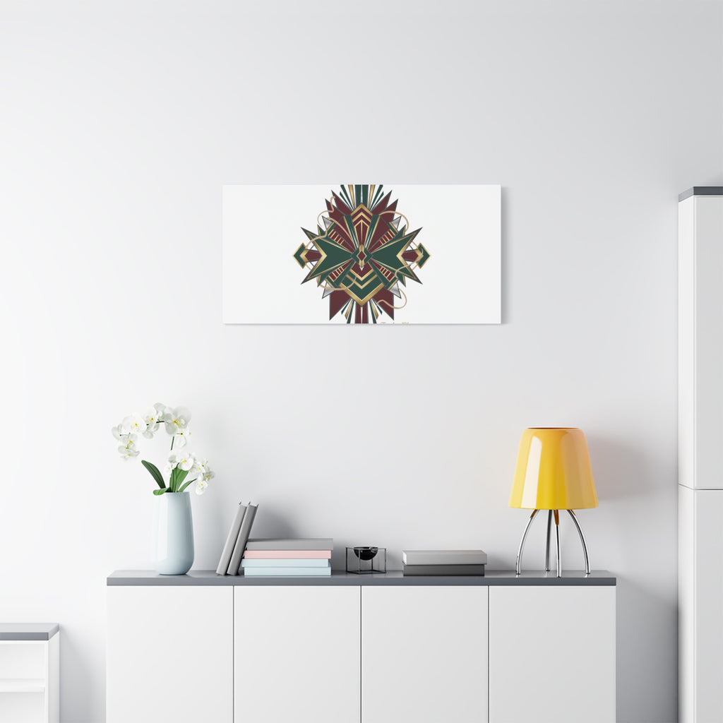 Art Deco geometric brass print Canvas | Neo-Deco chrome & gold fan motif