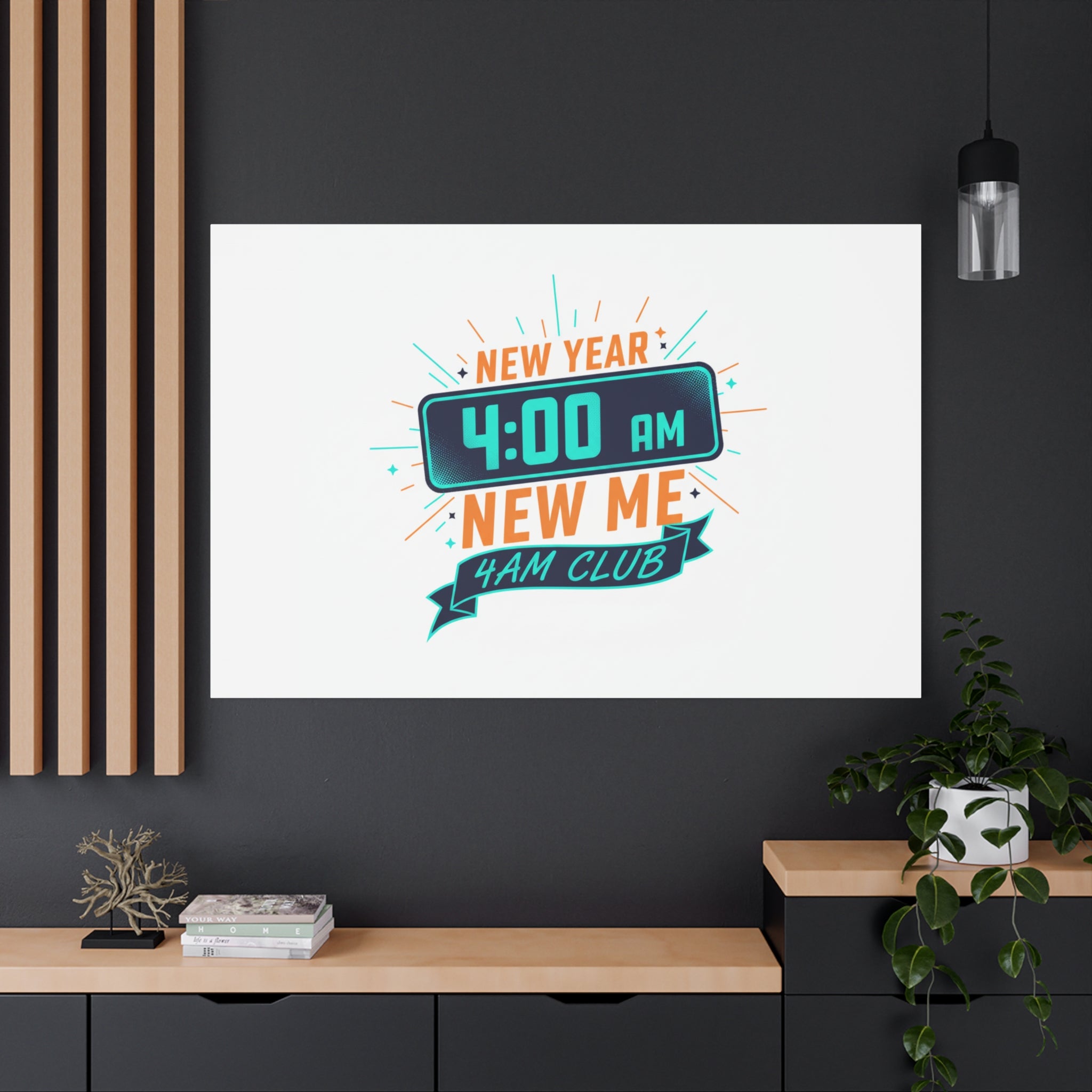 4AM Club New Year Graphic Canvas | Holiday Party Novelty, Festive New Year Decor