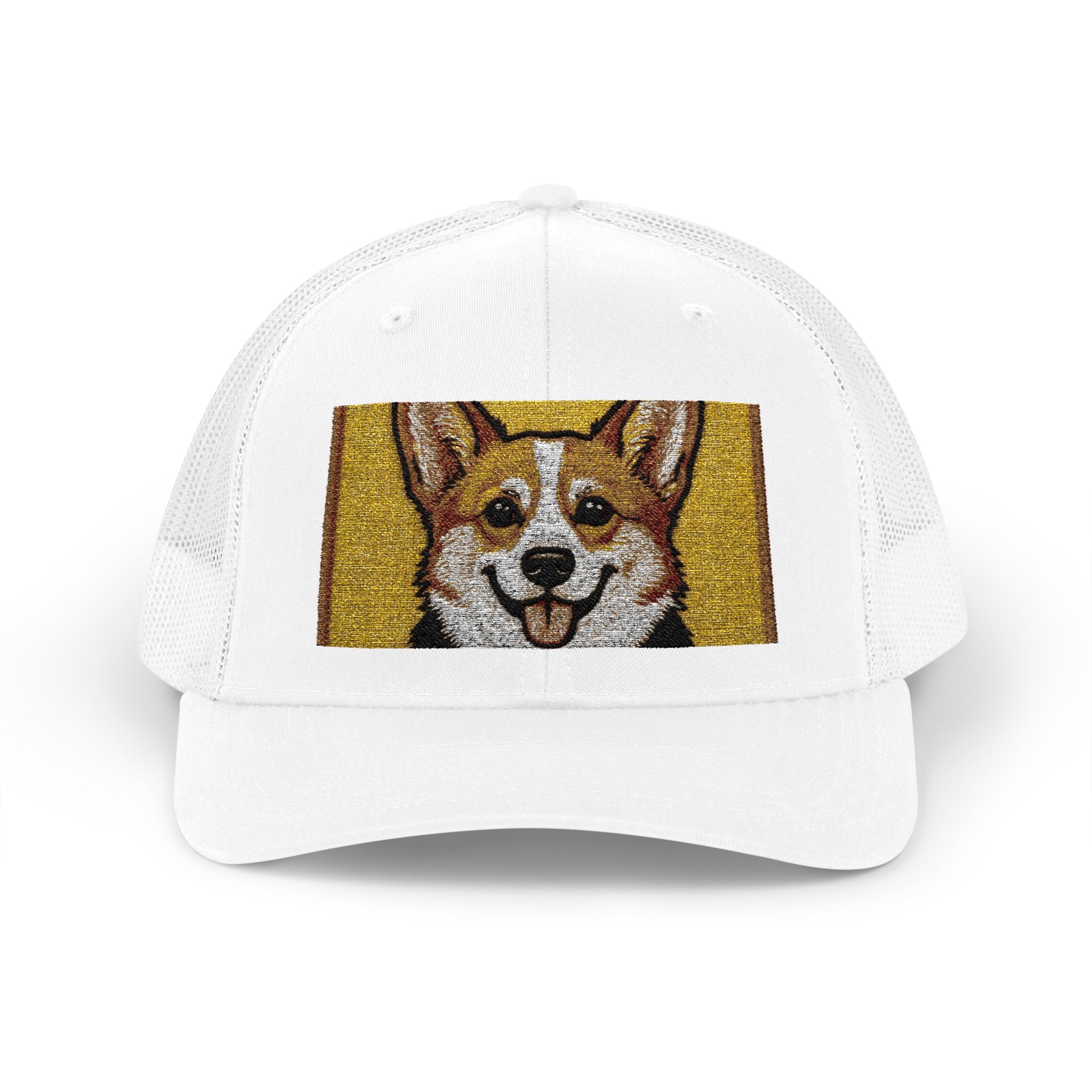 Happy Corgi Snapback Trucker Cap — "Happy Corgi Dog Happy Life"