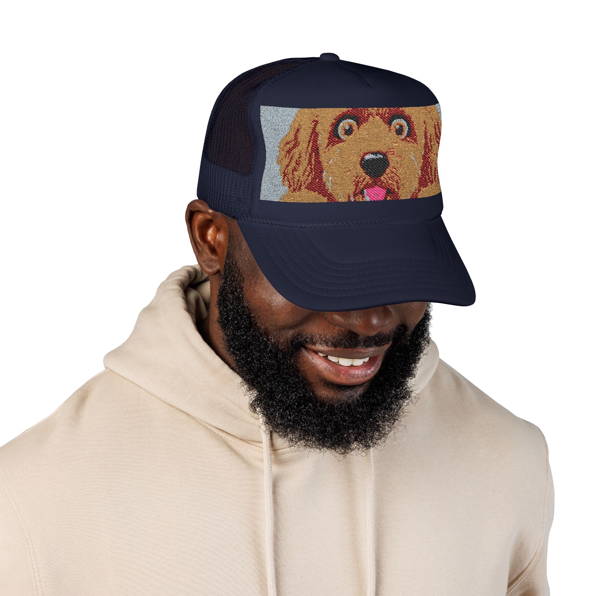 Meme Dog Embroidered Trucker Hat — 'Embrace the Fur'
