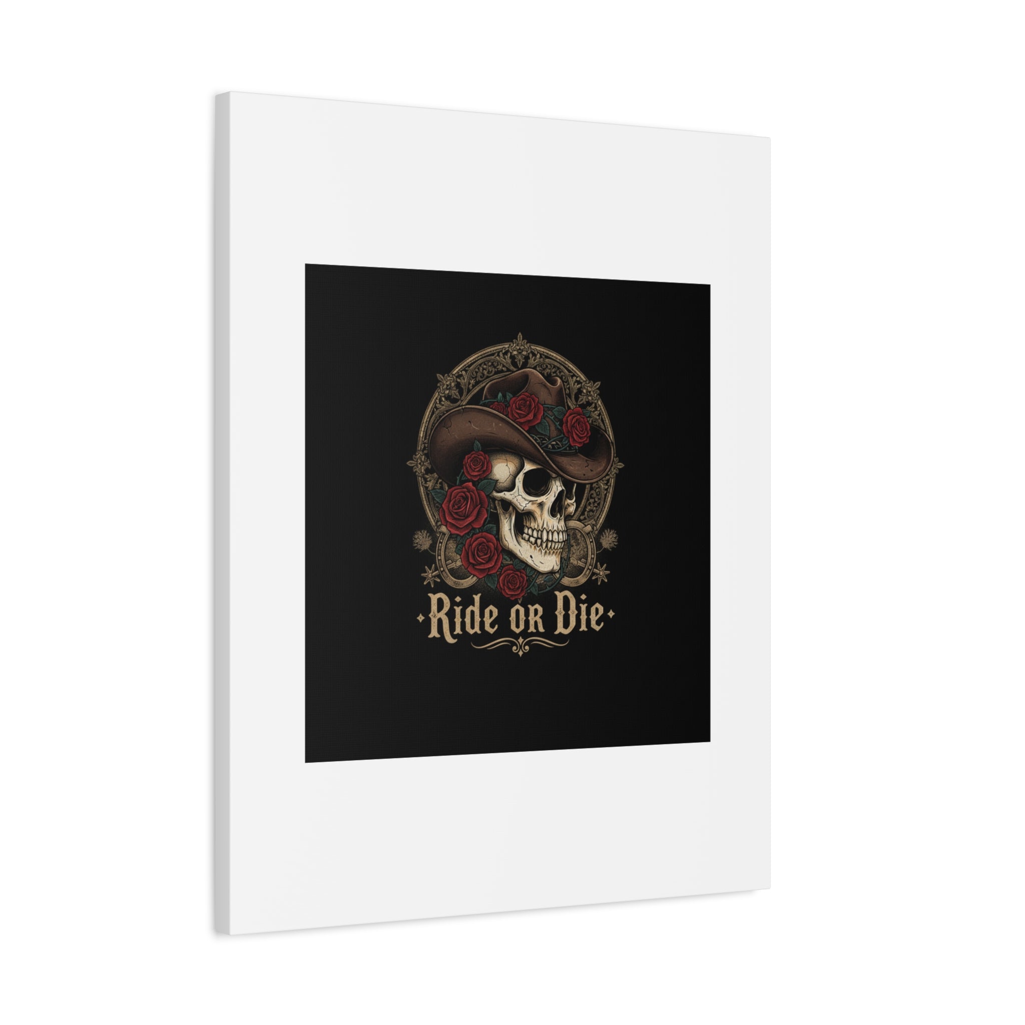 Ride or Die Skull Canvas | Western Skull Art, Gothic Americana
