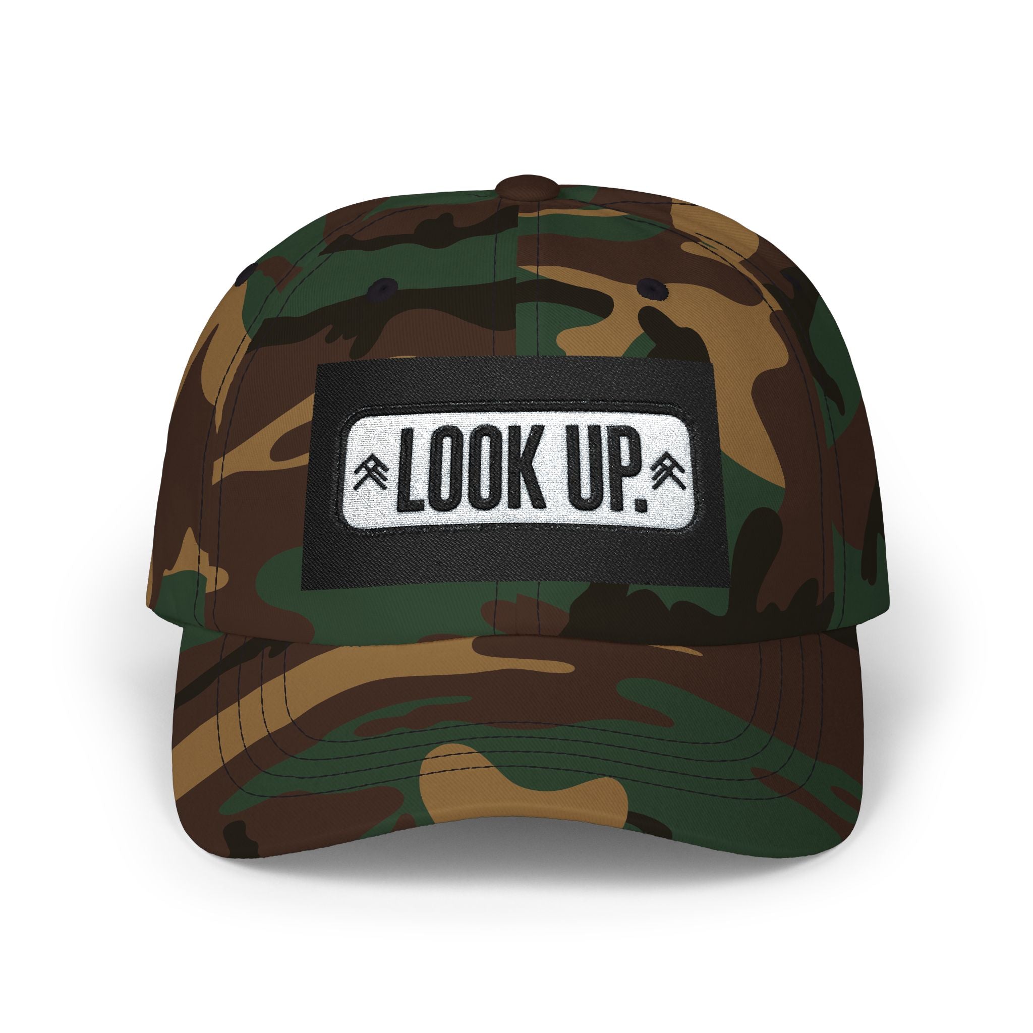 Look Up Embroidered Dad Cap — Minimalist White Baseball Hat