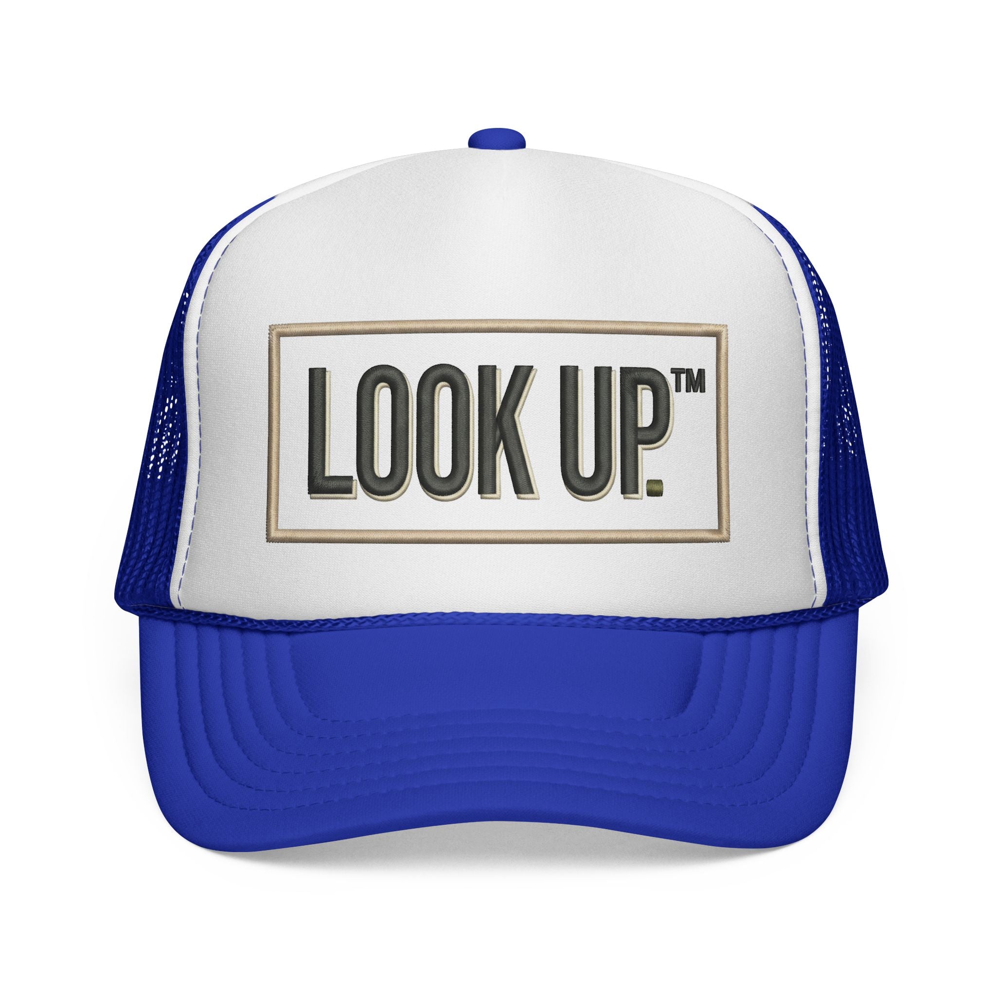 Look Up Trucker Cap — Embroidered Retro Patch Mesh Hat