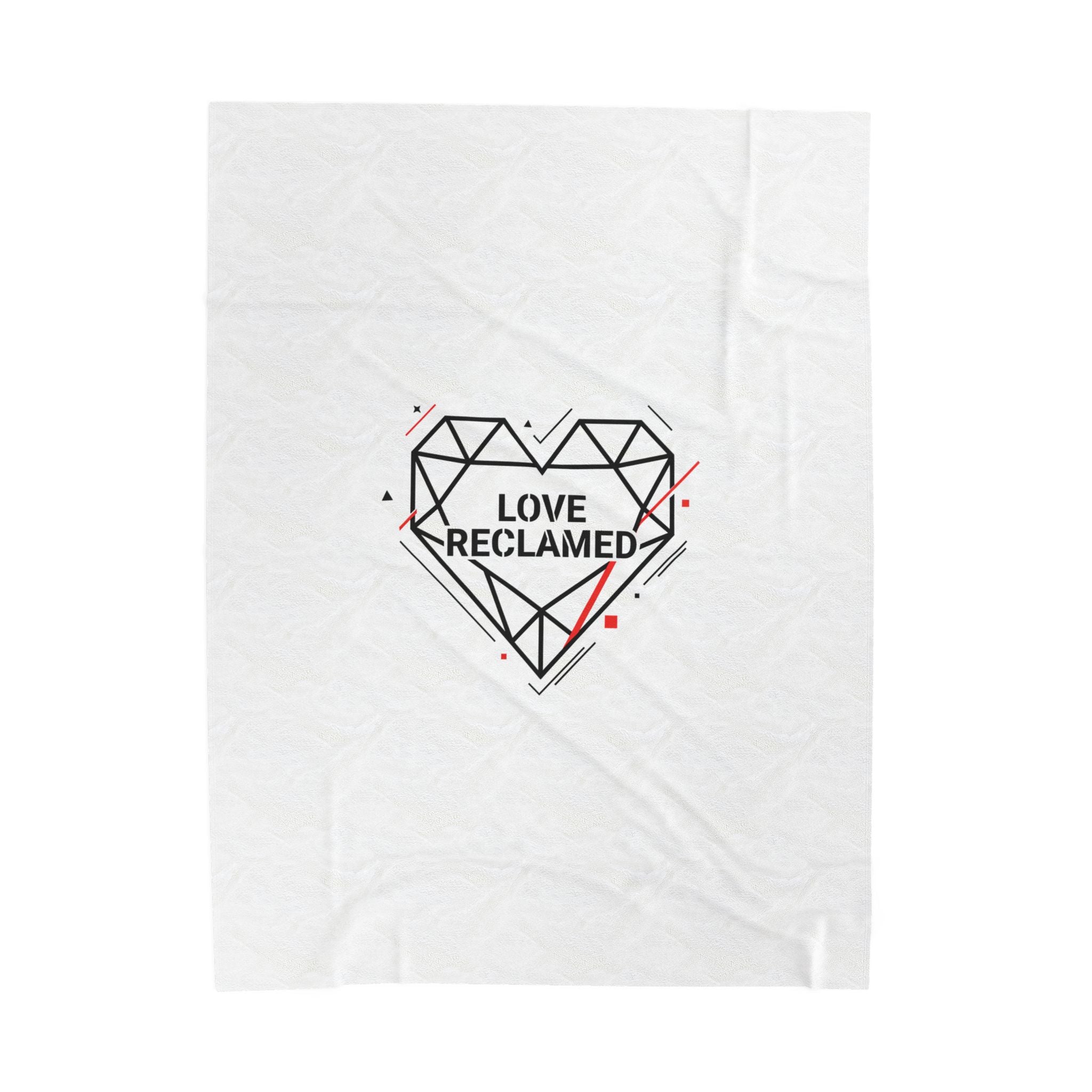 Love Reclaimed Geometric Heart Velveteen Blanket | modern heart, minimalist love icon