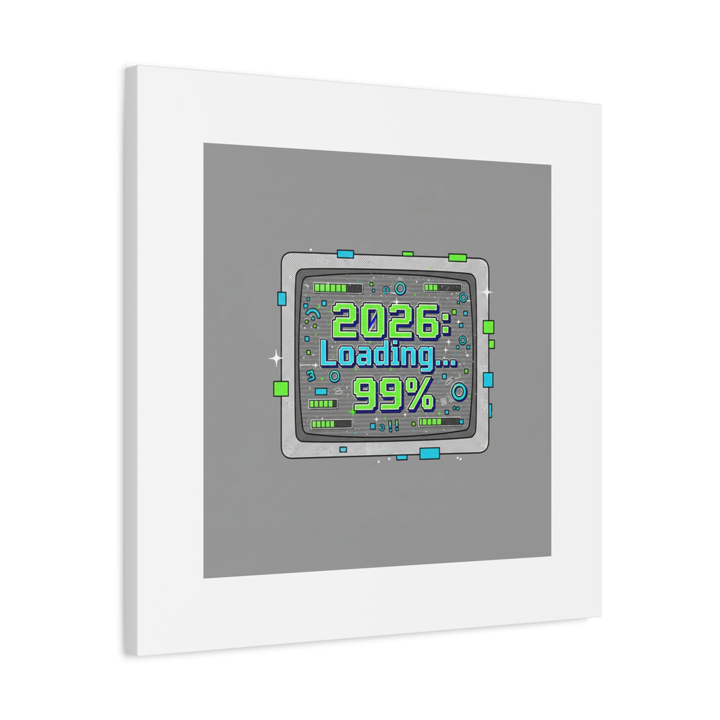 2026 Loading 99% Canvas | NYE countdown, retro system interface