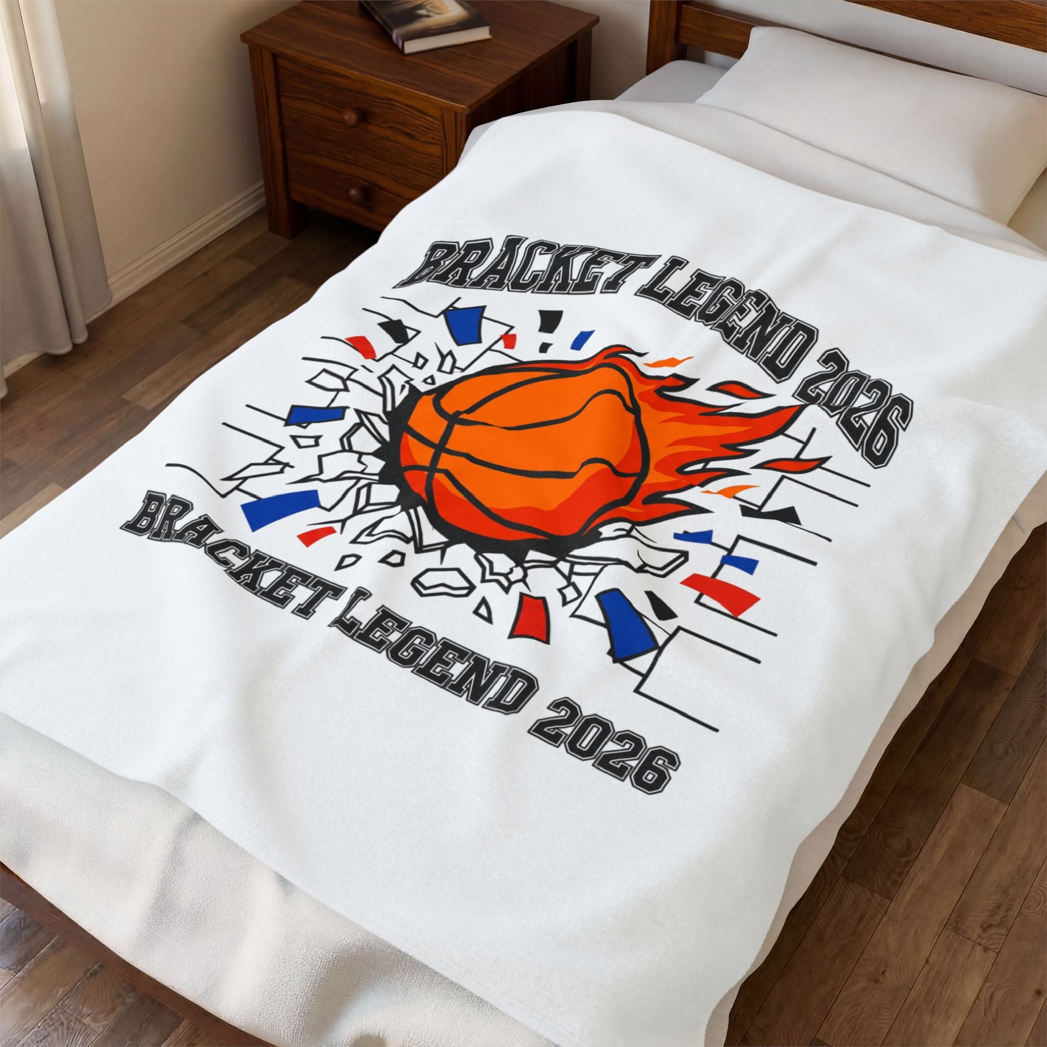 Bracket Legend 2026 Velveteen Blanket | College Tournament, Basketball Hoops