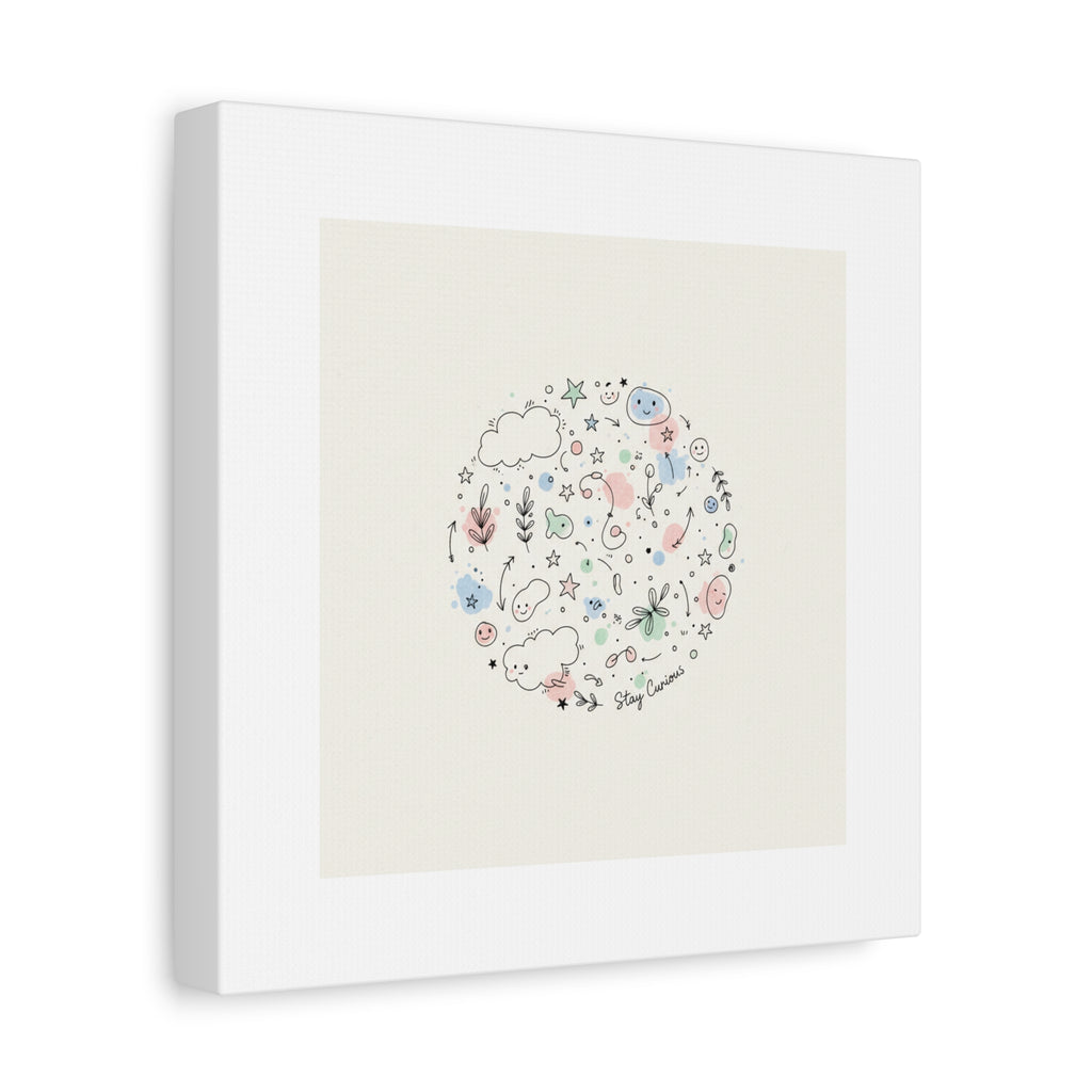 Doodle Circle Line Drawing Matte Canvas, Hand-Drawn Sketch Art