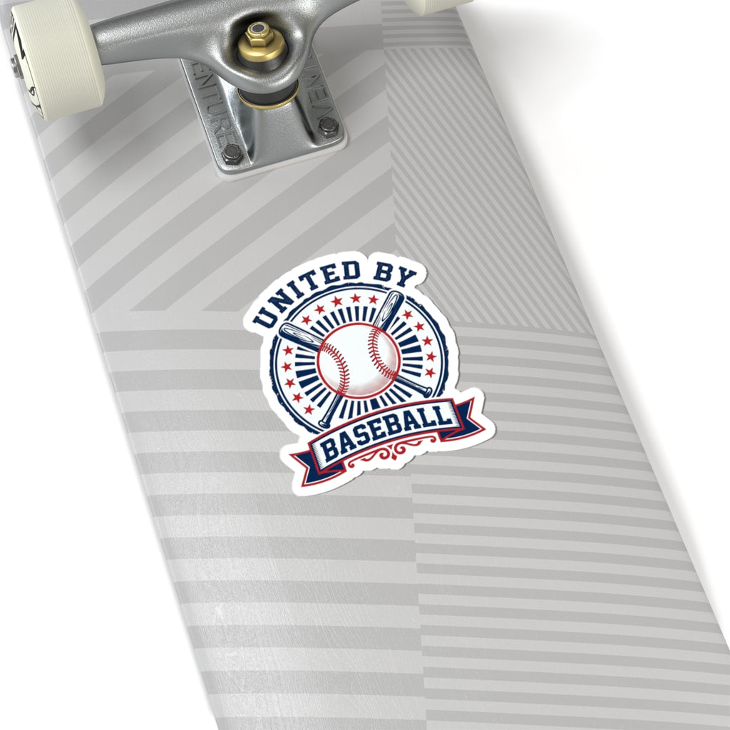 United By Baseball Kiss-Cut Stickers | Patriotic Baseball Graphic, Red White Blue